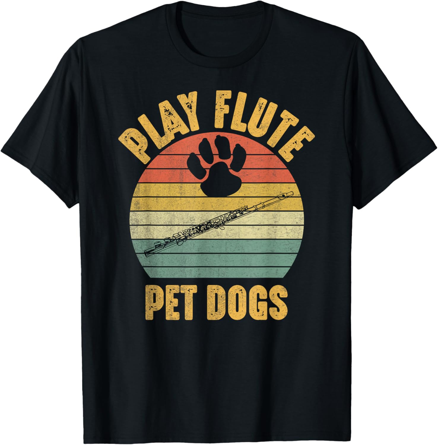 Pet Dogs Play Flute Funny Dog Lover and Flute Player Flutist T-Shirt - T-Shirt | Black