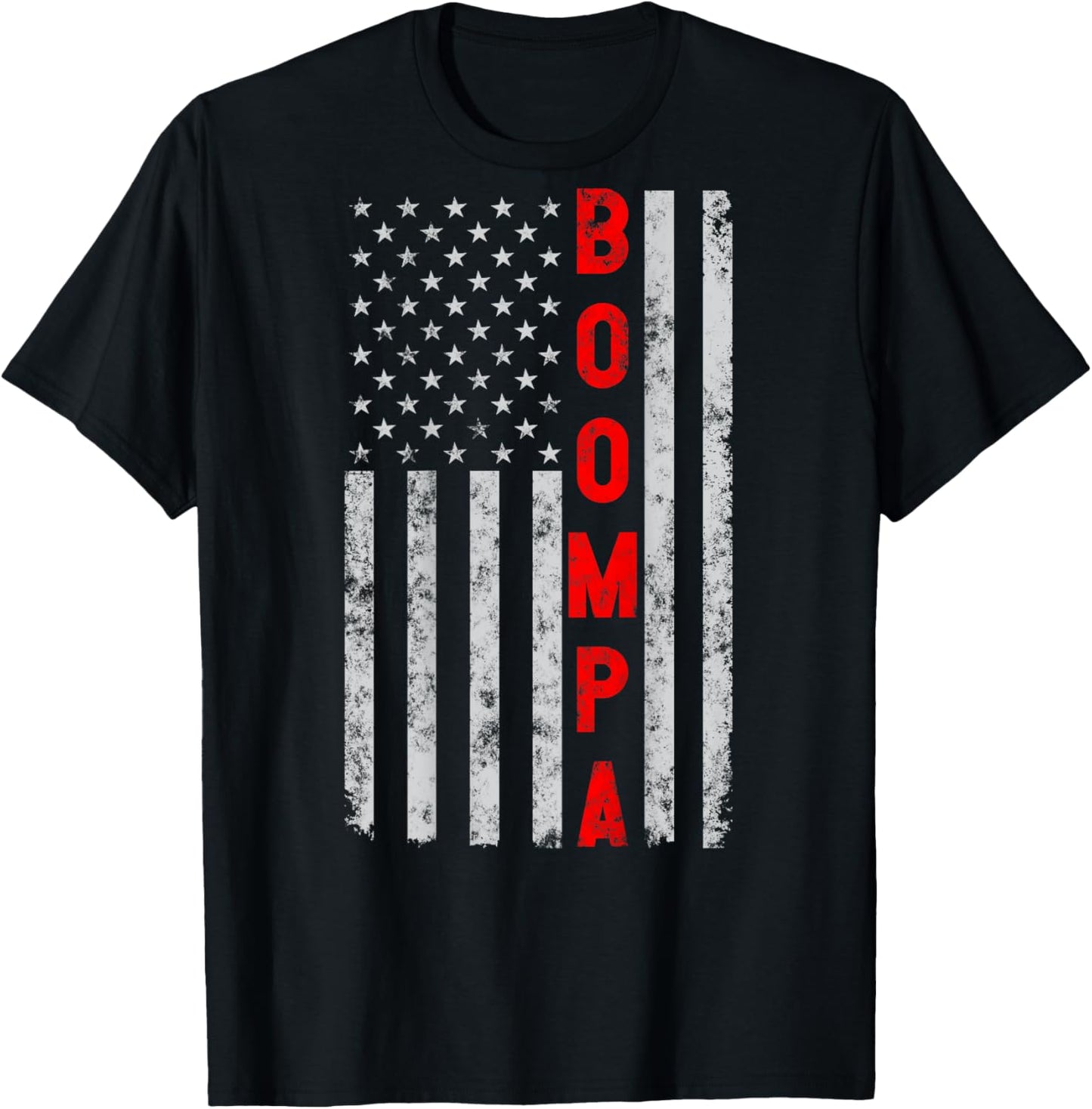 Boompa Fathers Day Vintage Patriotic Grandpa American Flag T-Shirt - T-Shirt | Black