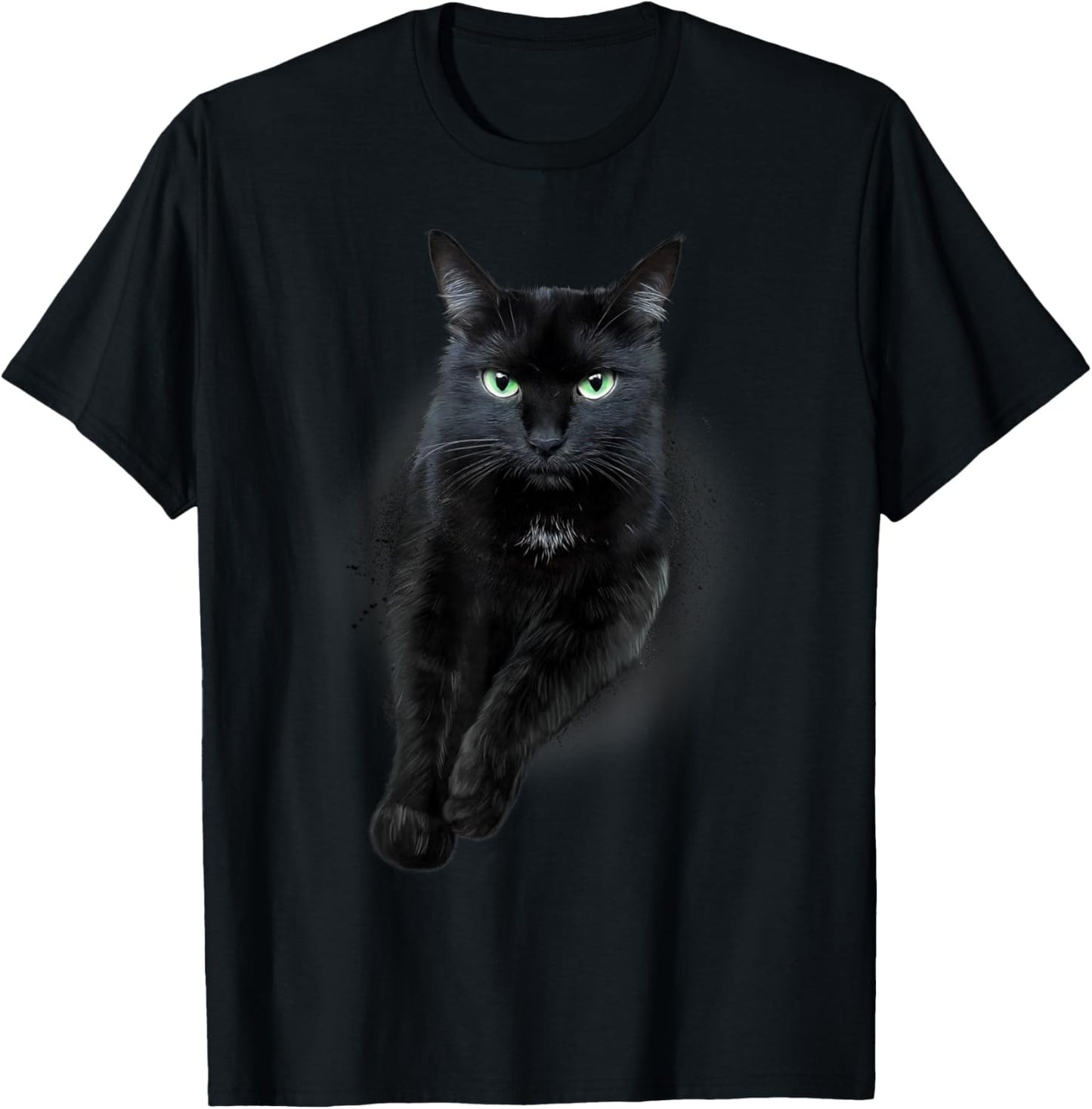 Cute Serious Face Black Green-eyed Cat Women Kids T-Shirt - T-Shirt | Black