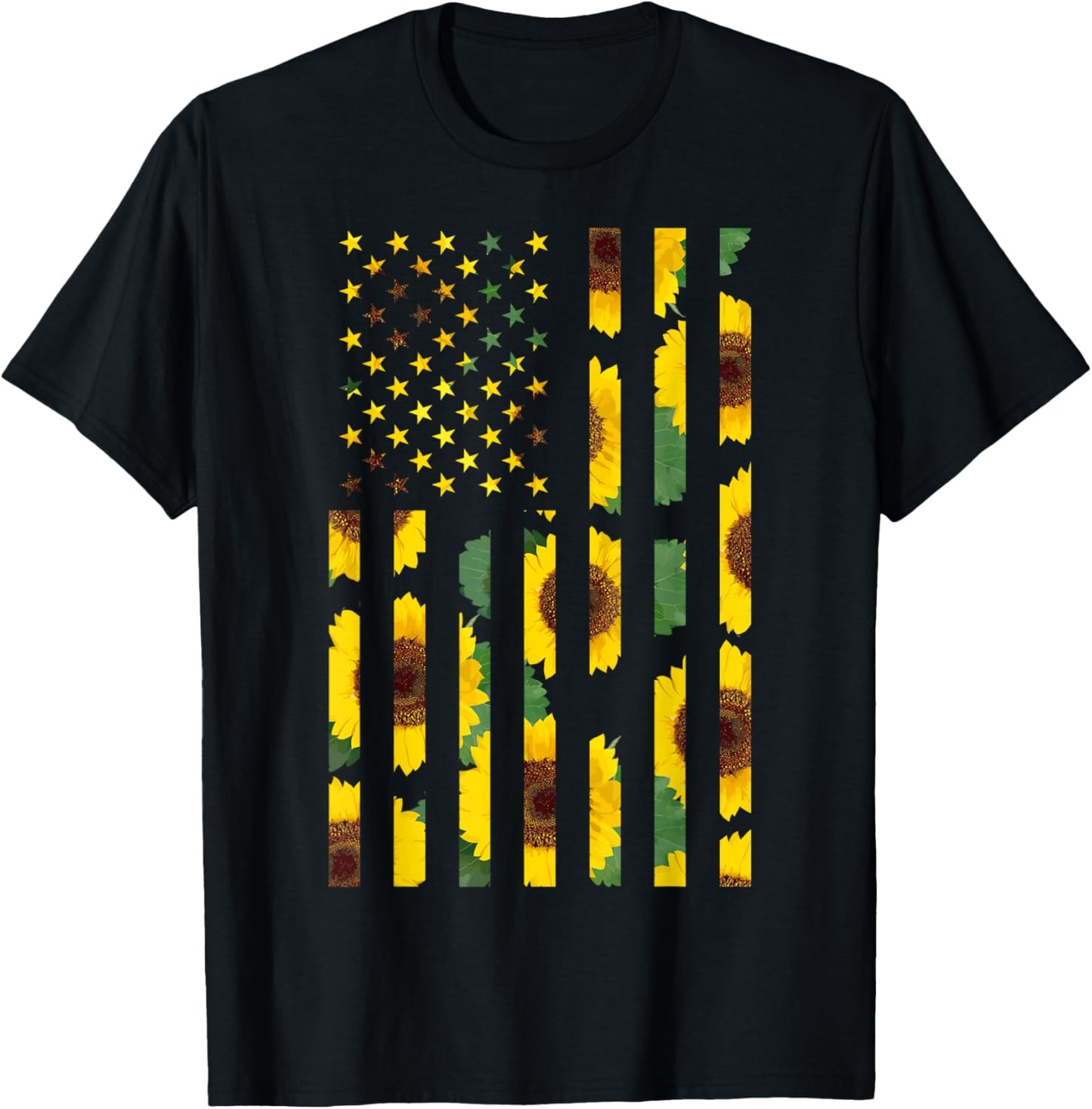 Sunflower Flag Super Cute Patriotic Yellow American Flag T-Shirt - T-Shirt | Black