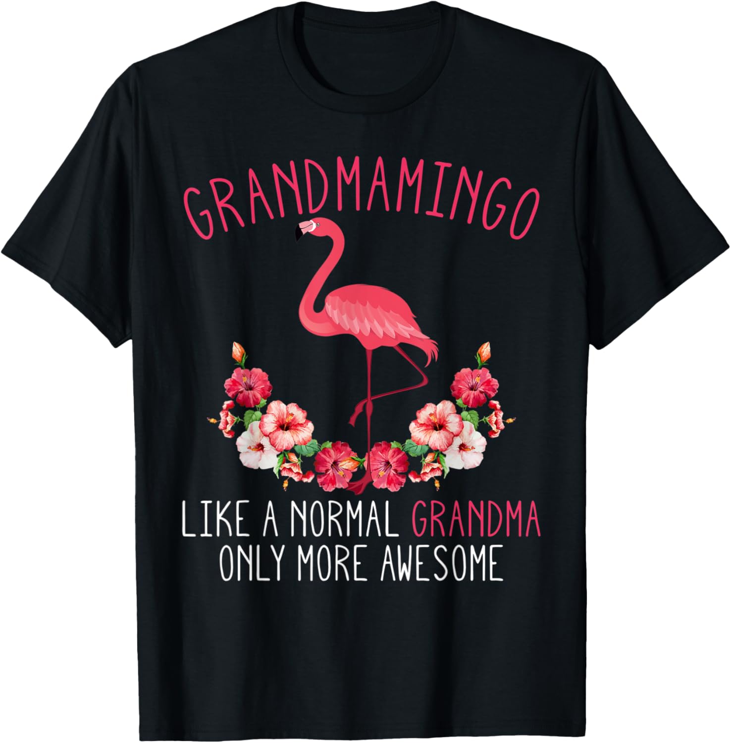 Grandmamingo Blessed Grandma Flamingo Granny Grandmother T-Shirt - T-Shirt | Black