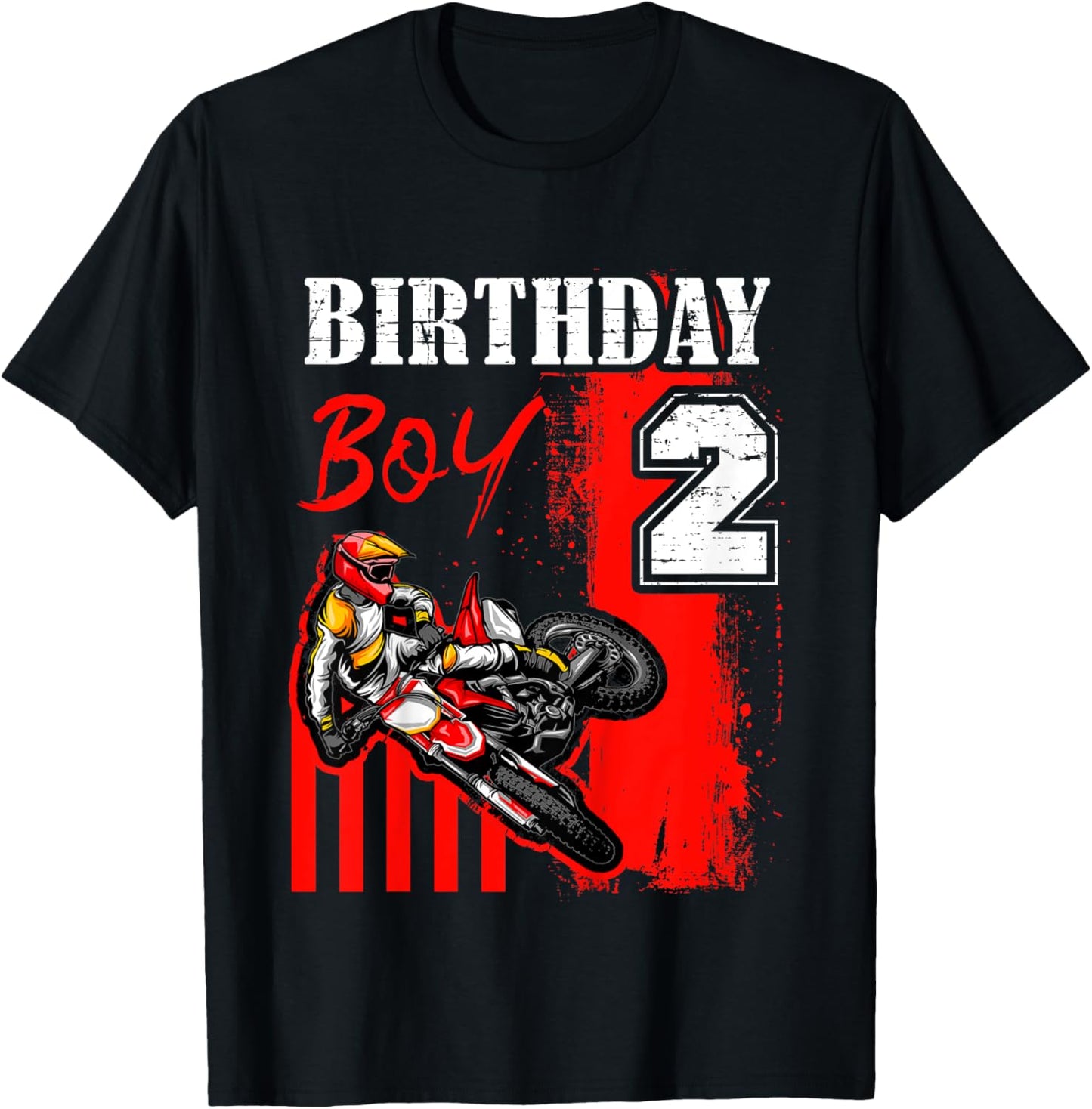 Kids Birthday Boy 2 Years Old Motorcycle Freestyle Motocross T-Shirt - T-Shirt | Black