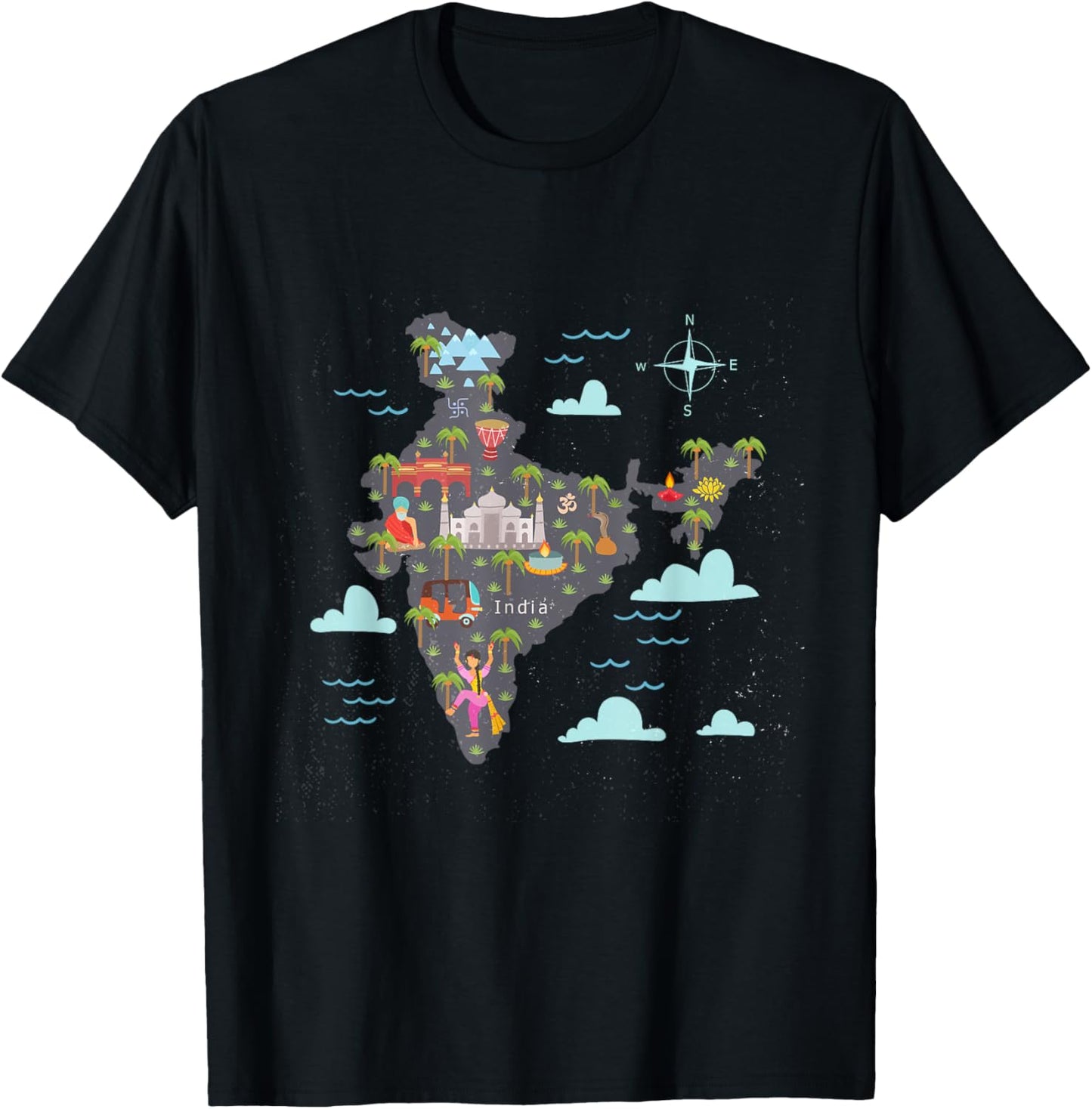 Proud Indian Map Flag India Lover India T-Shirt - T-Shirt | Black