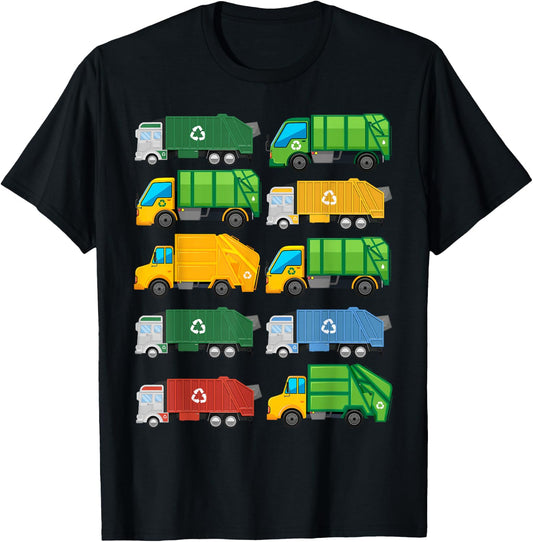 Garbage Truck Recycling Day Trash Waste Separation Birthday T-Shirt - T-Shirt | Black