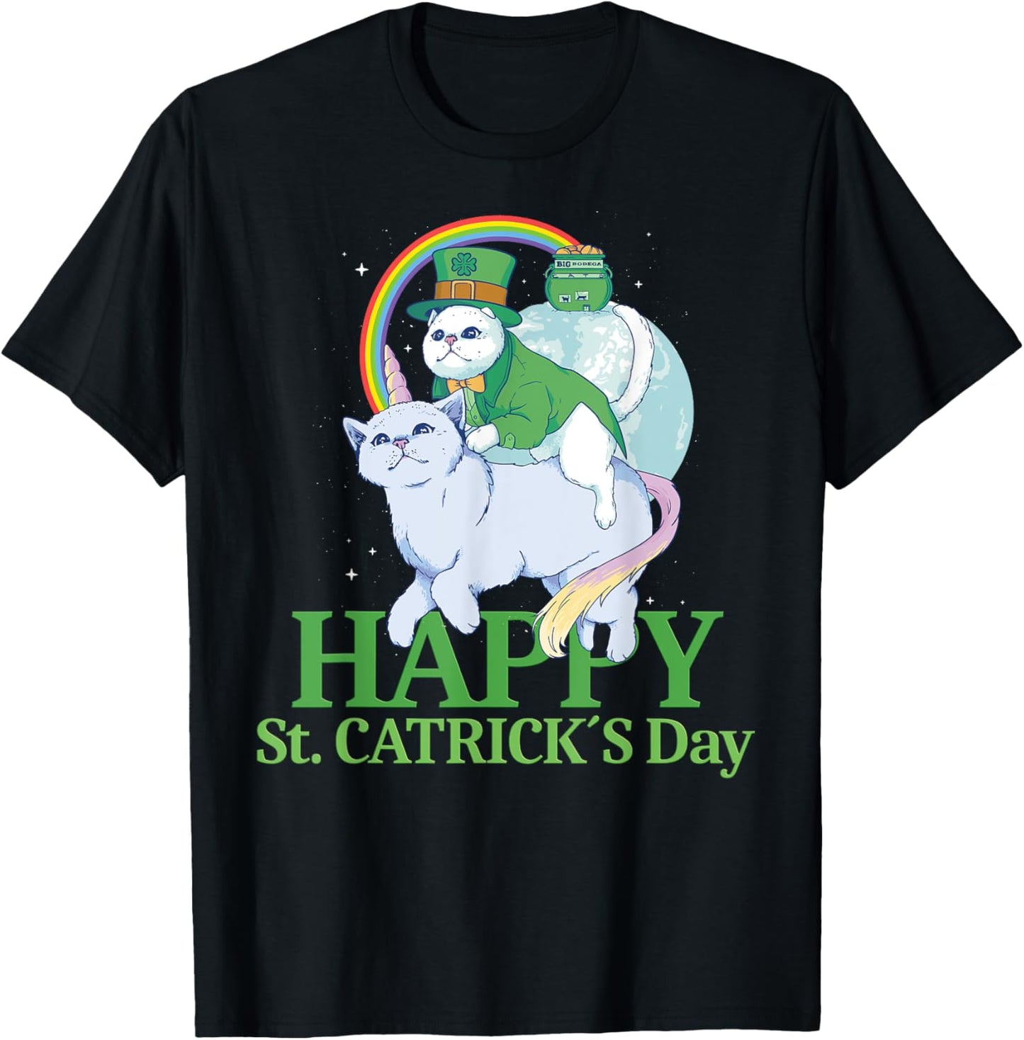 Funny Irish Unicorn Gift Cat St. Patricks Day T-Shirt - T-Shirt | Black