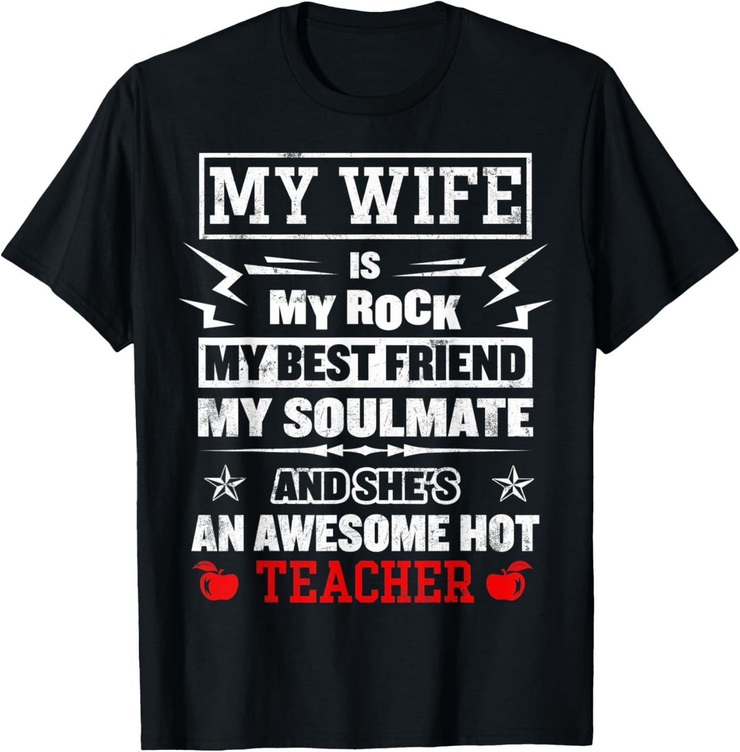 My Wife Is My Best Friend Awesome Hot Teacher Funny Husband T-Shirt - T-Shirt | Black