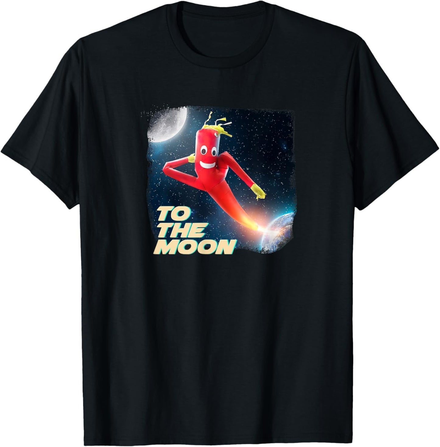 To the moon crypto and stocks wacky waving tube guy T-Shirt - T-Shirt | Black