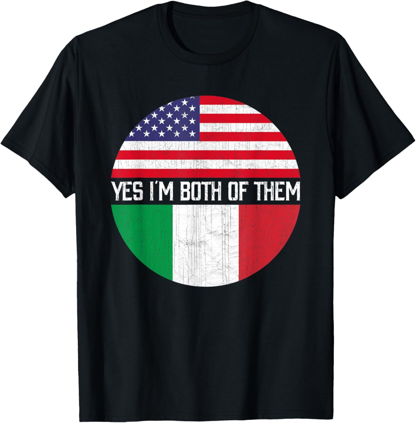 Half American Half Italian USA Flag Family Heritage Kids Men T-Shirt - T-Shirt | Black