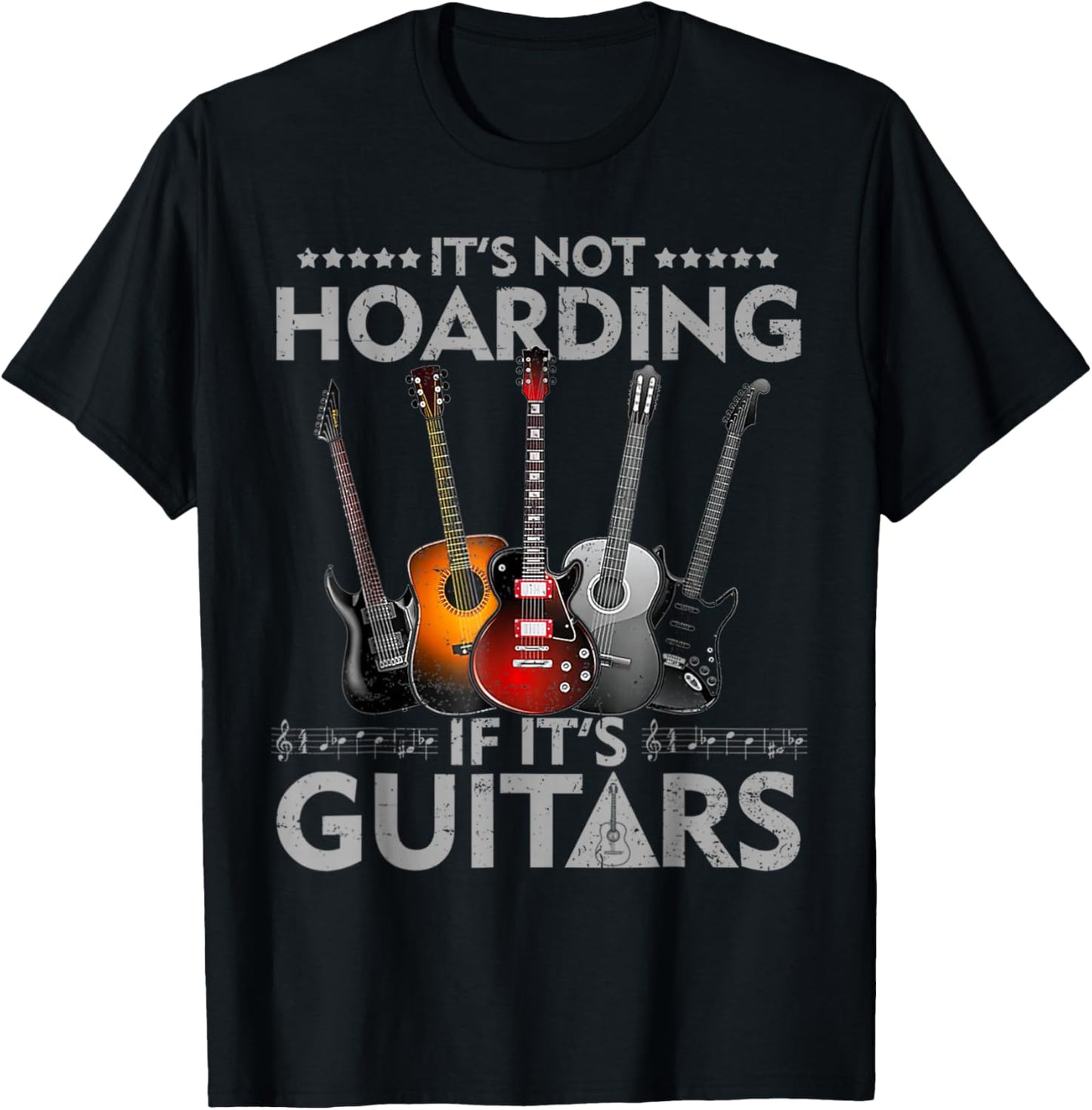 It's Not Hoarding If Its Guitars Vintage T-Shirt - T-Shirt | Black