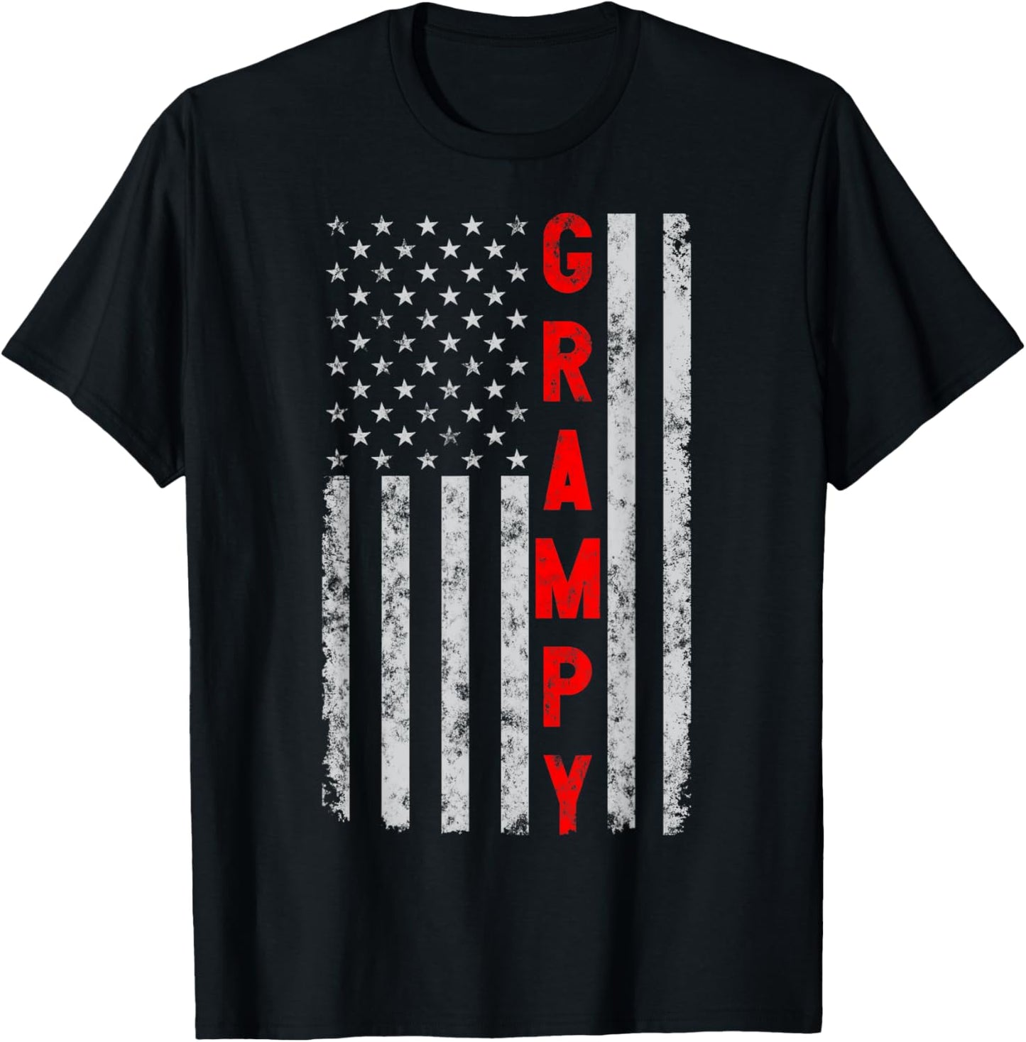 Grampy Funny Fathers Day Vintage Patriotic American flag T-Shirt - T-Shirt | Black