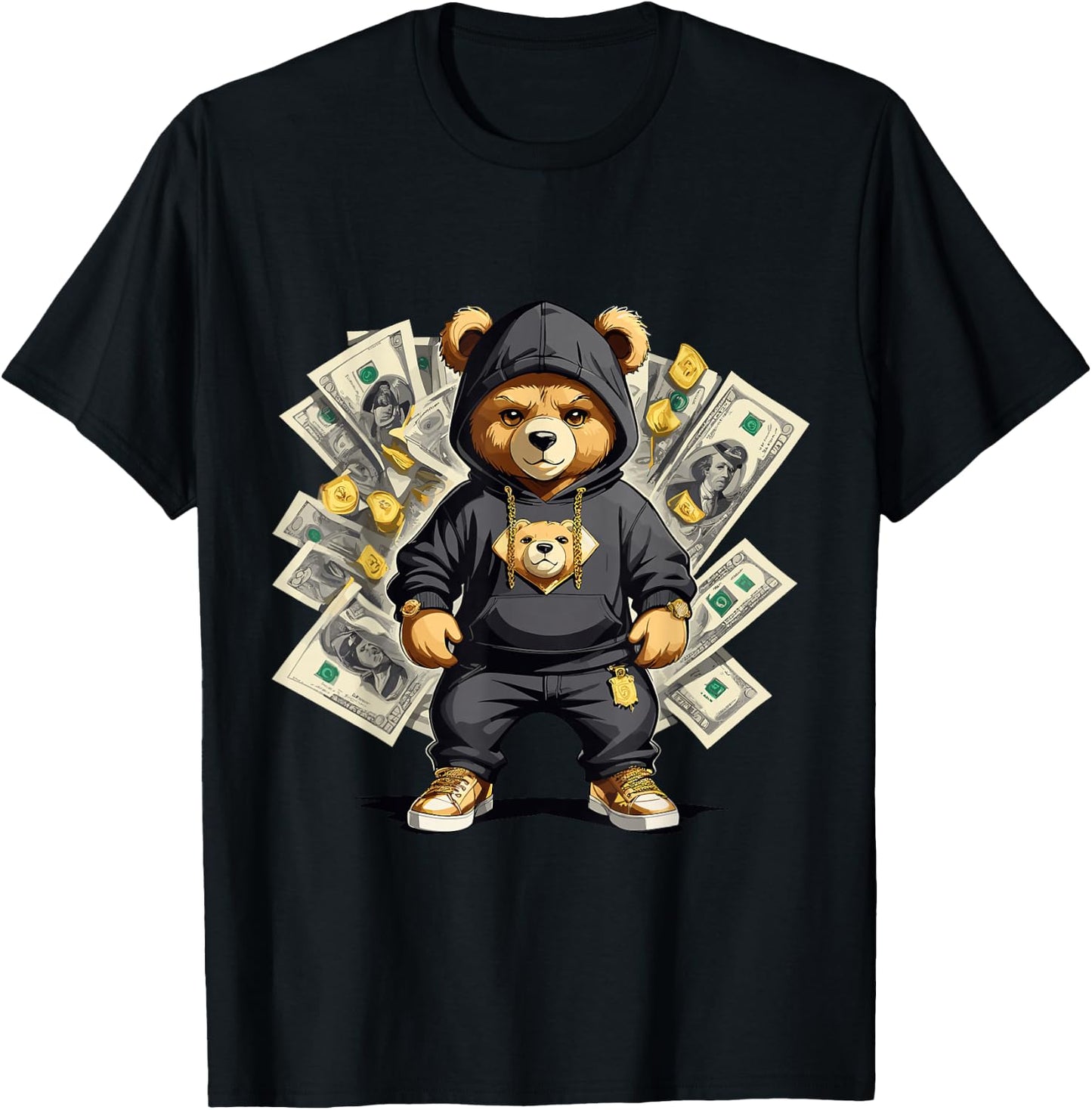 Teddy Bear Hustler Buisness Bear Dollar Street Clothes T-Shirt - T-Shirt | Black