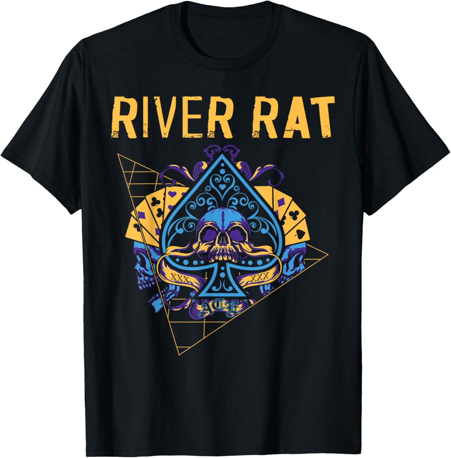 Poker Cards Vintage Spade River Rat T-Shirt - T-Shirt | Black