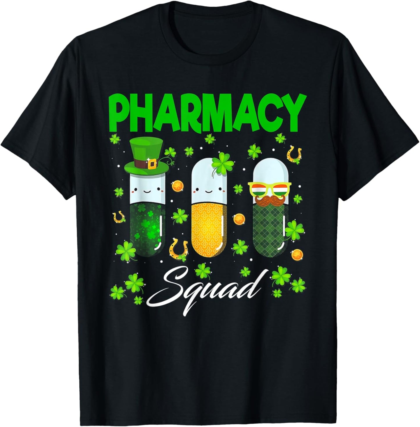 Pharmacy Squad Leprechaun St. Patrick's Day T-Shirt - T-Shirt | Black