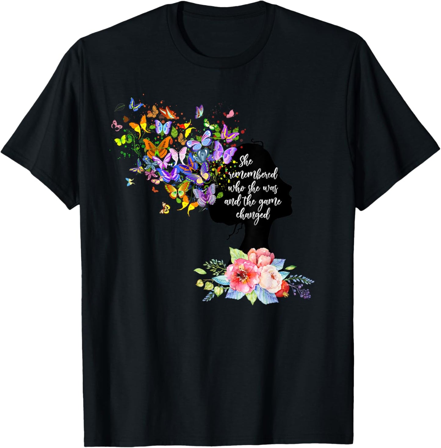 Motivational Encouragement Gifts Floral Butterfly T-Shirt - T-Shirt | Black