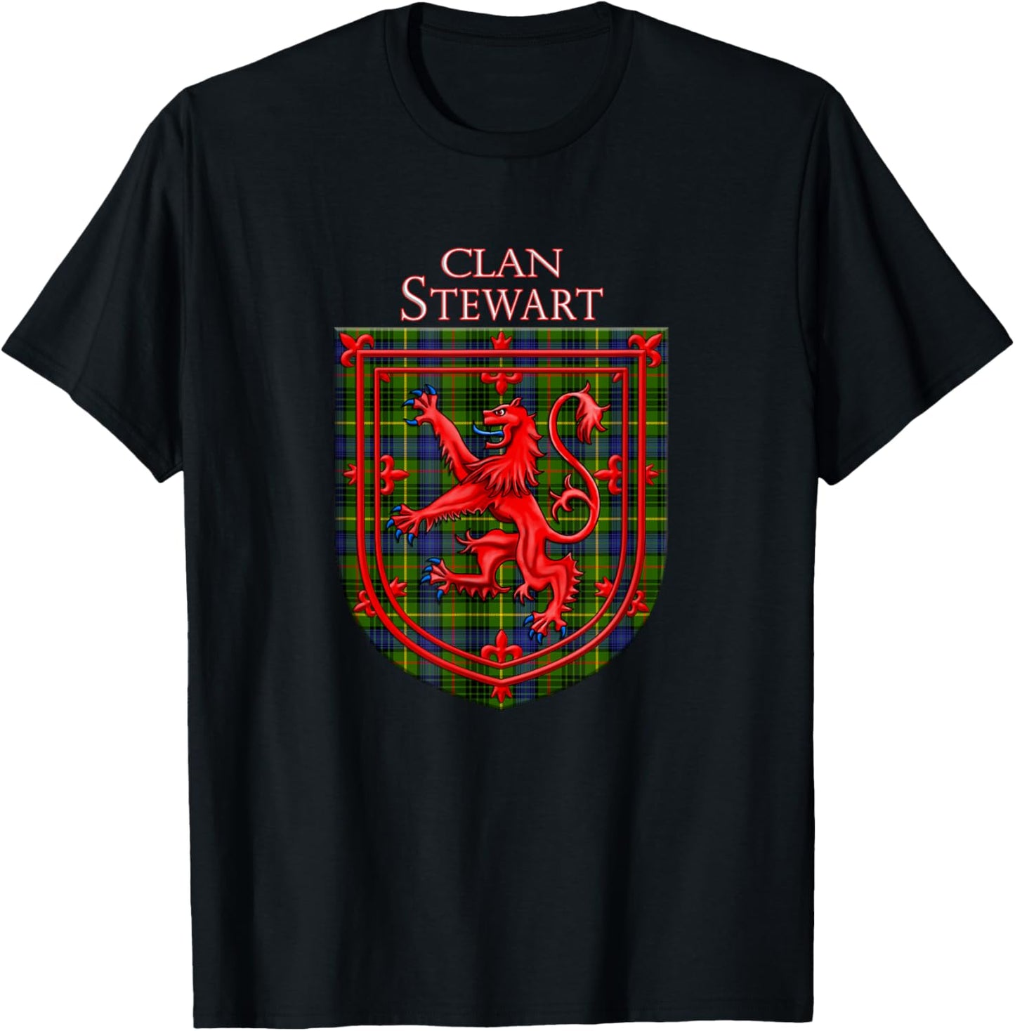 Stewart Hunting Tartan Scottish Plaid T-Shirt - T-Shirt | Black