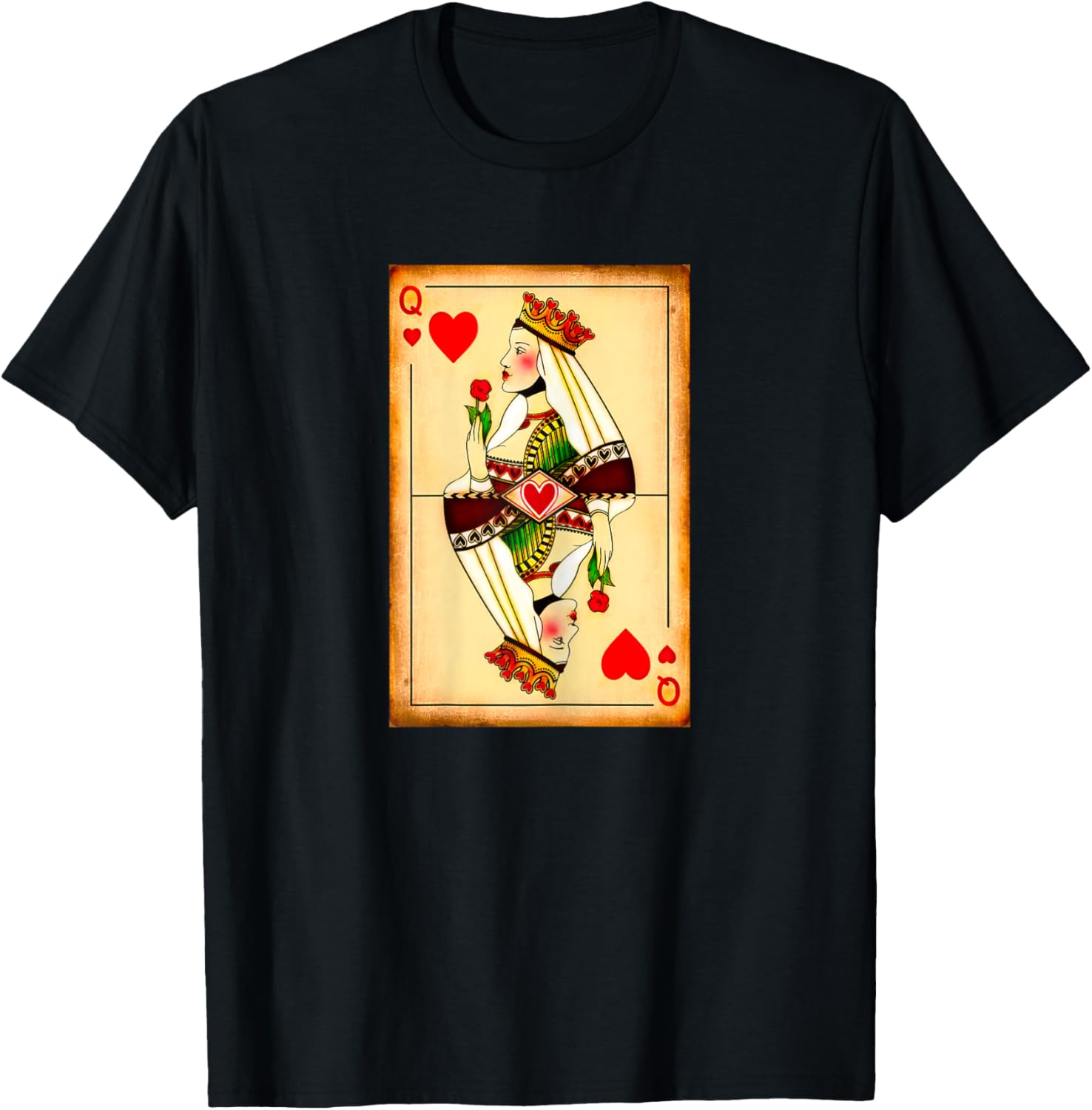 Queen of Hearts Vintage Matching Couple Saint Valentine Day T-Shirt - T-Shirt | Black