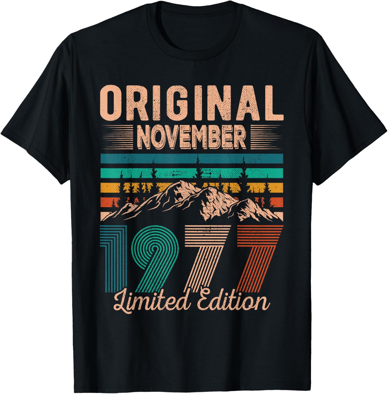 Original November 1977 Born in November 1977 Birthday T-Shirt - T-Shirt | Black
