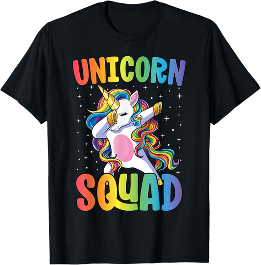 Dabbing Unicorn Shirt Girls Kids Matching Unicorn Squad T-Shirt - T-Shirt | Black