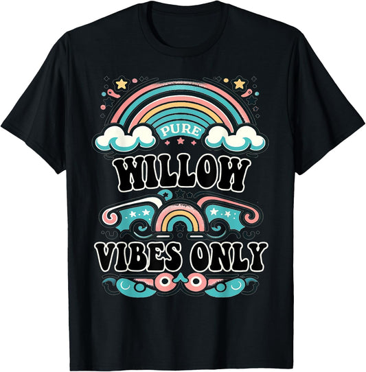 WILLOW Vibes Only Cute Retro Girls WILLOW Name T-Shirt - T-Shirt | Black