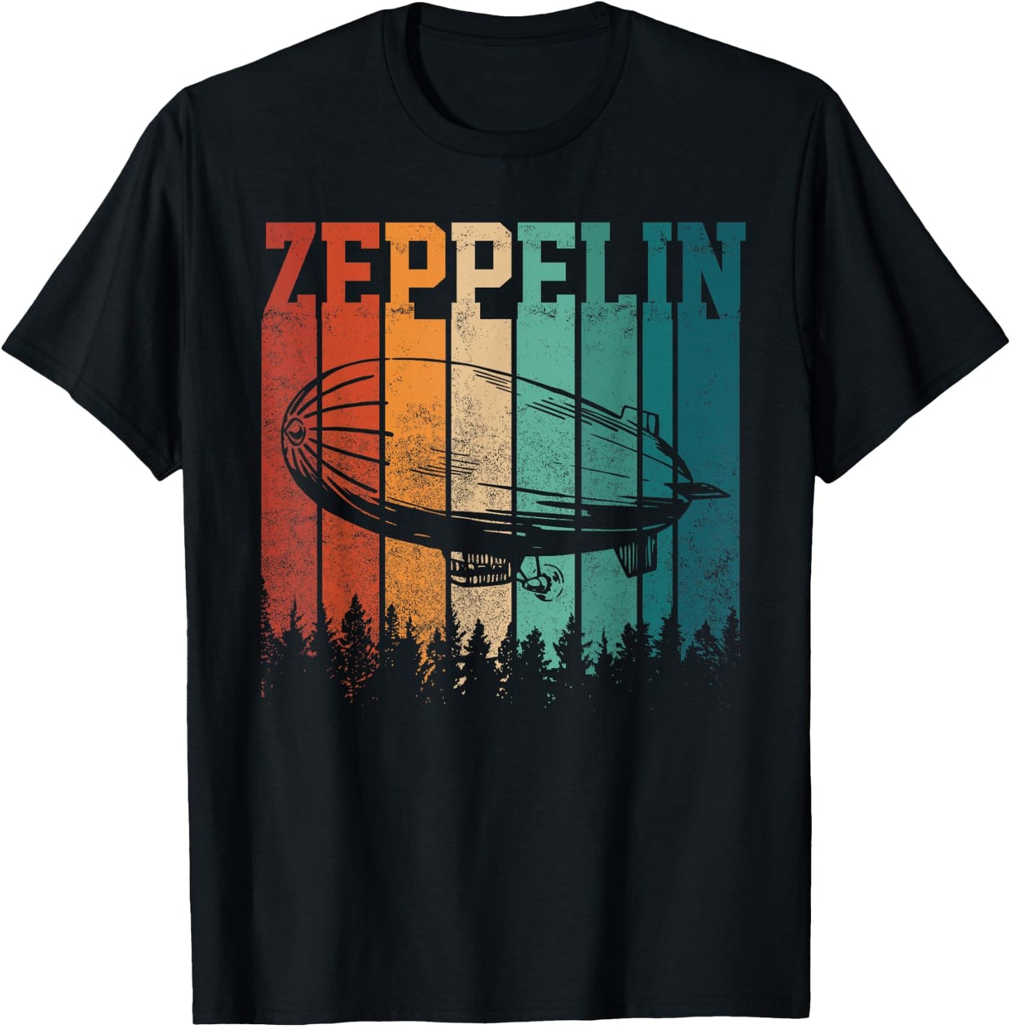 Retro Zeppelin 70s 80s Dirigible Airship Vintage T-Shirt - T-Shirt | Black