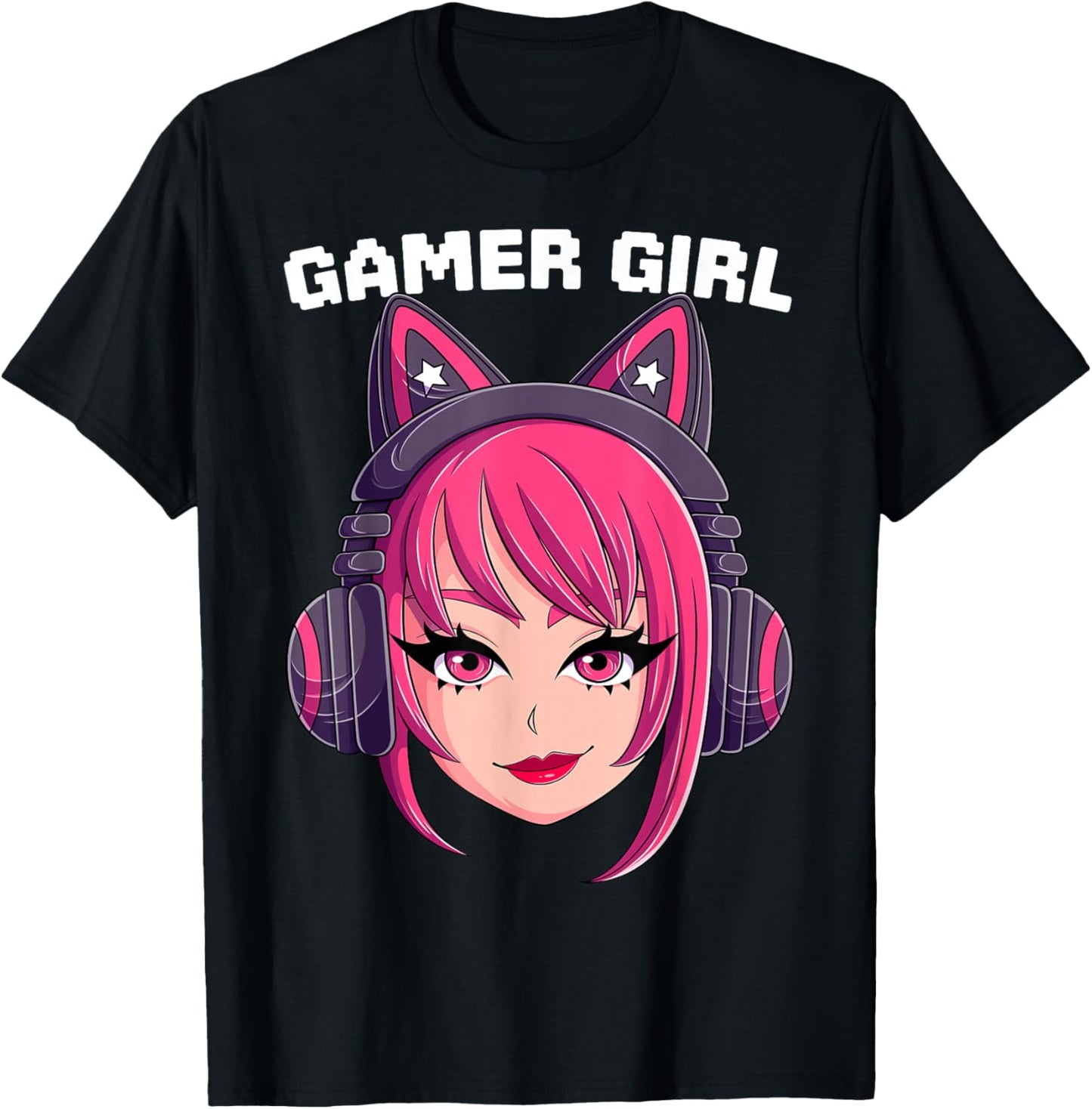Gamer Anime Girl Anime Video Games Aesthetic Cute Gaming T-Shirt - T-Shirt | Black