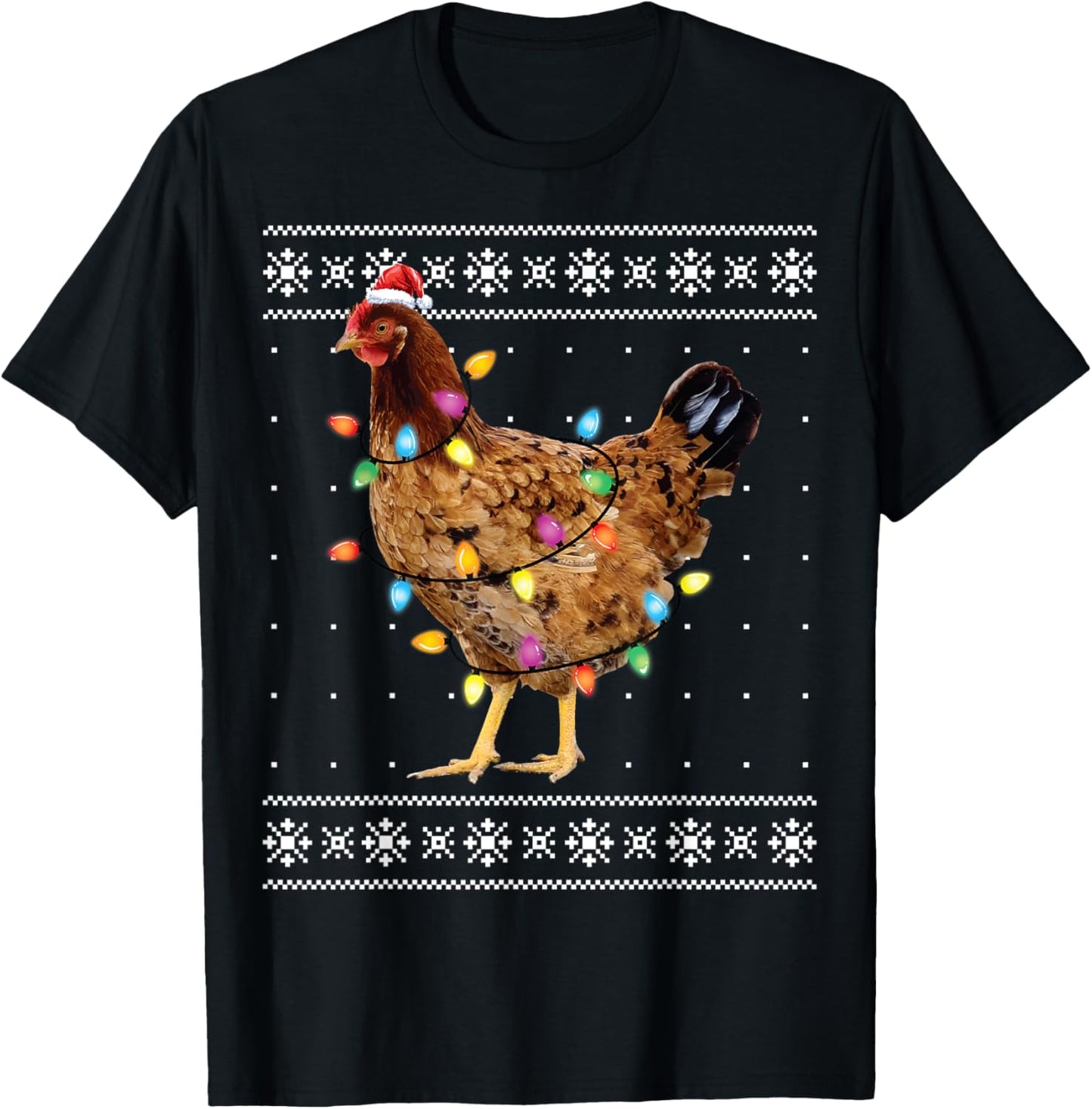 Ugly Christmas Sweater Funny Chicken Christmas T-Shirt - T-Shirt | Black