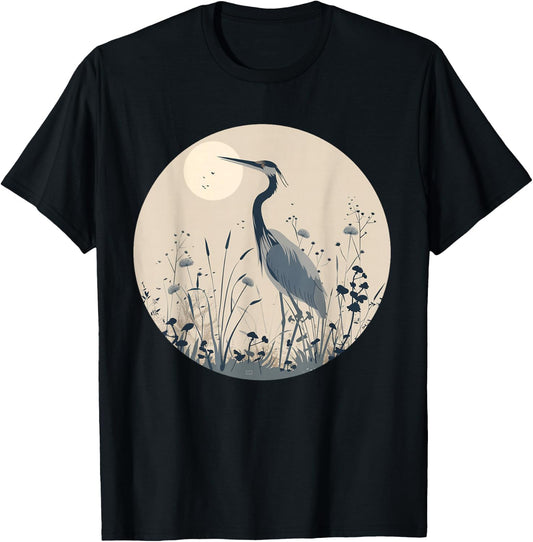 Nice Heron for Birds and Animals Lovers T-Shirt - T-Shirt | Black