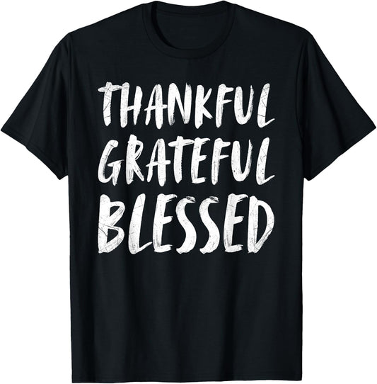 Retro Thankful Grateful Blessed Thanksgiving Men Women Kids T-Shirt - T-Shirt | Black