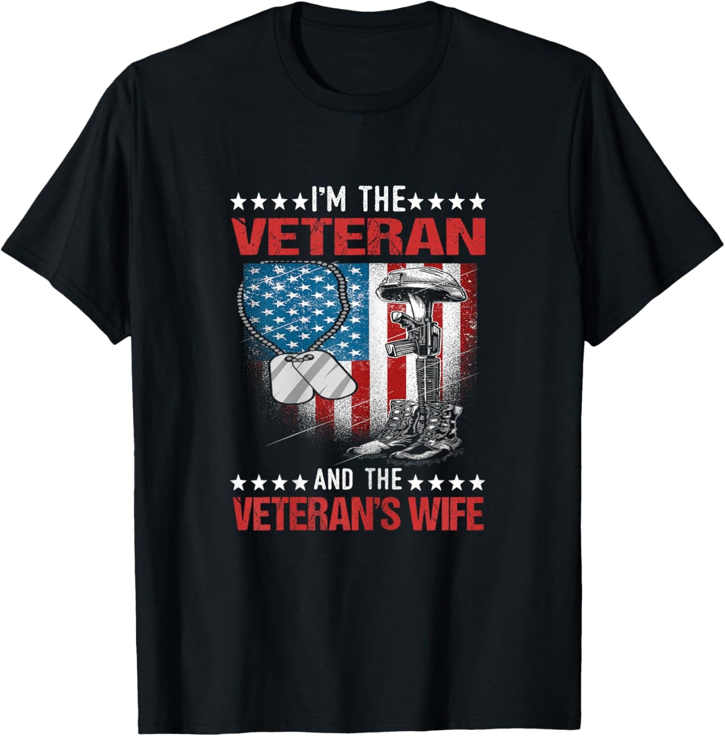I'm The Veteran and The Veteran's Wife - Female Veterans T-Shirt - T-Shirt | Black