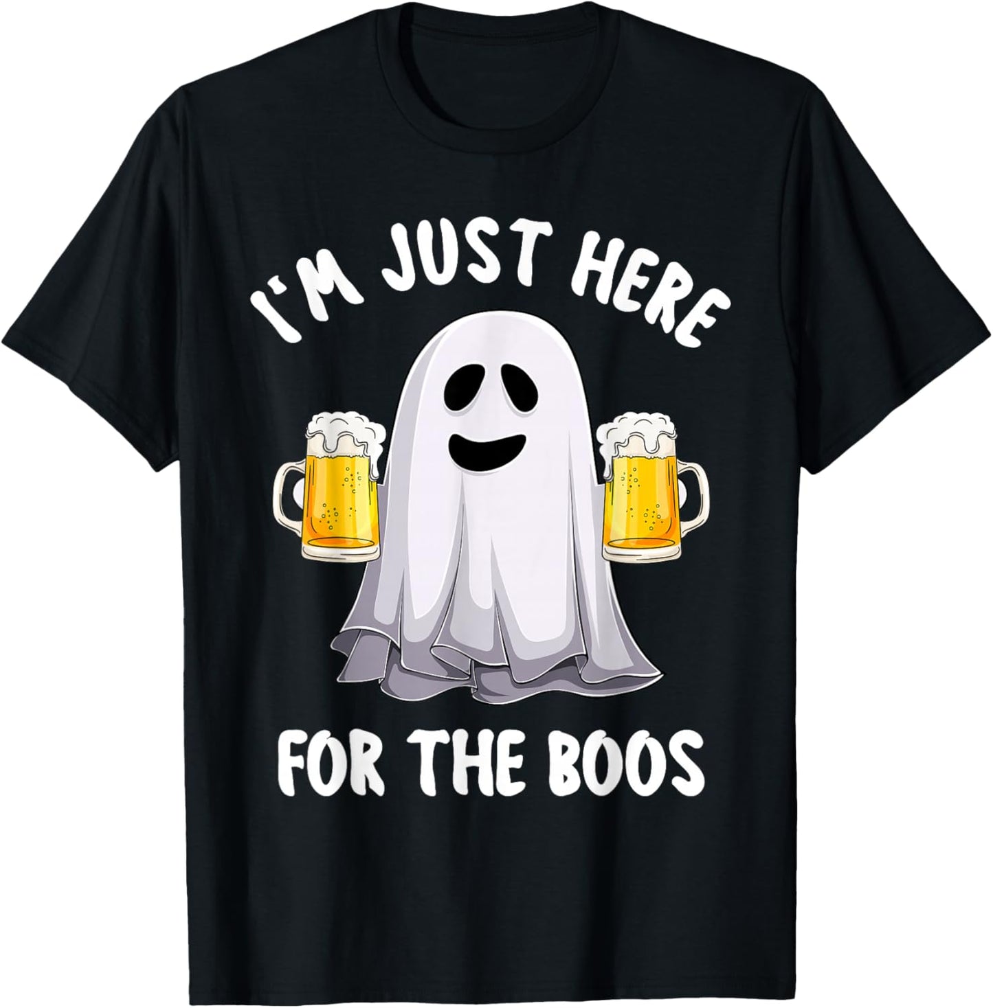 Men Funny Halloween I'm Just Here For The Boos Cute Boos T-Shirt - T-Shirt | Black