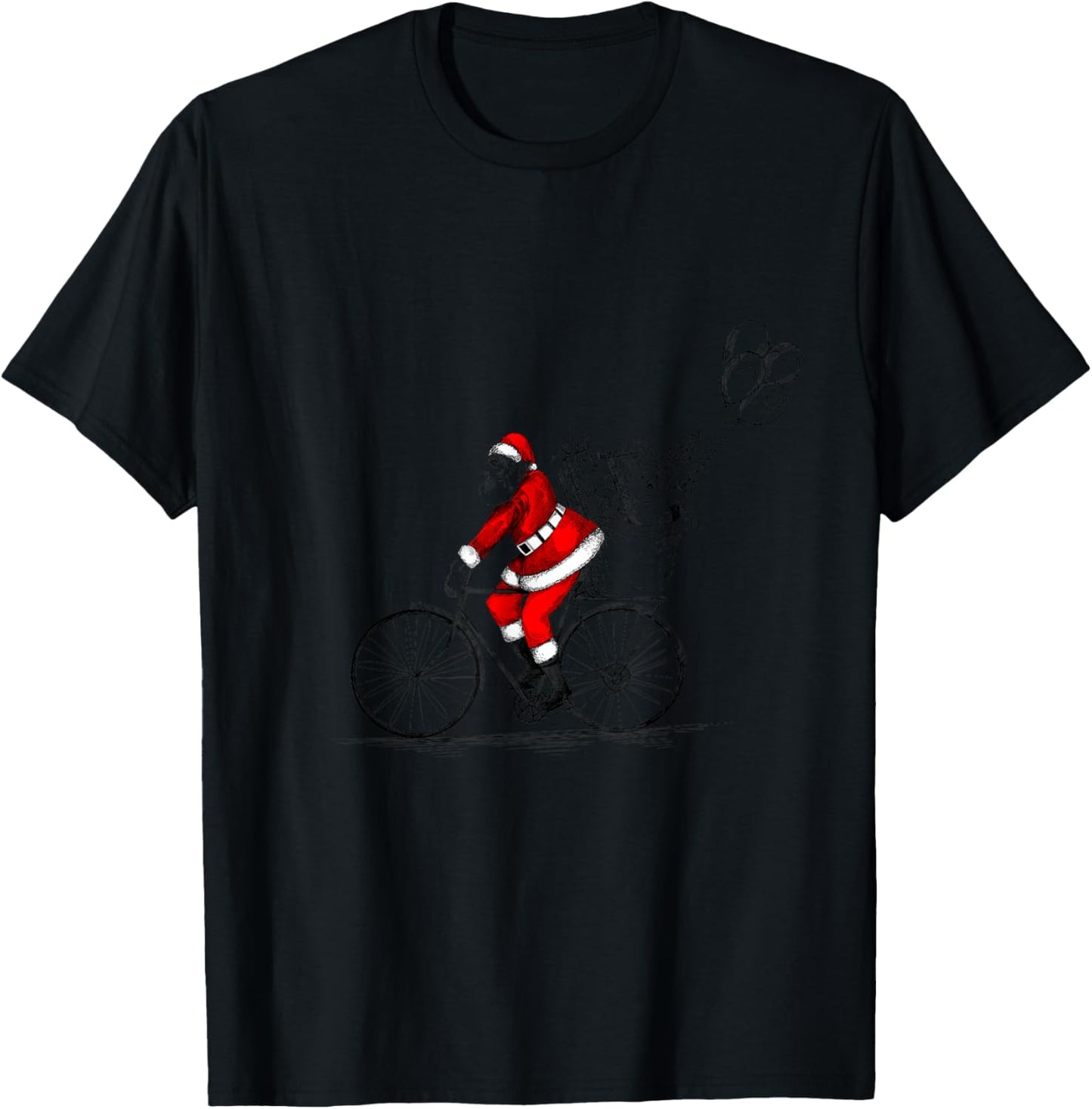 Santa on bicycle shirt funny Santa Christmas family matching T-Shirt - T-Shirt | Black