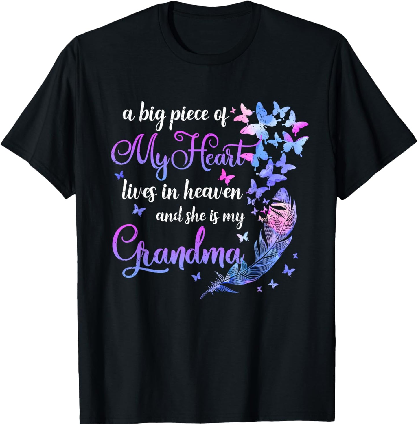 My Grandma Lives In Heaven Memorial Quotes Grandchild T-Shirt - T-Shirt | Black