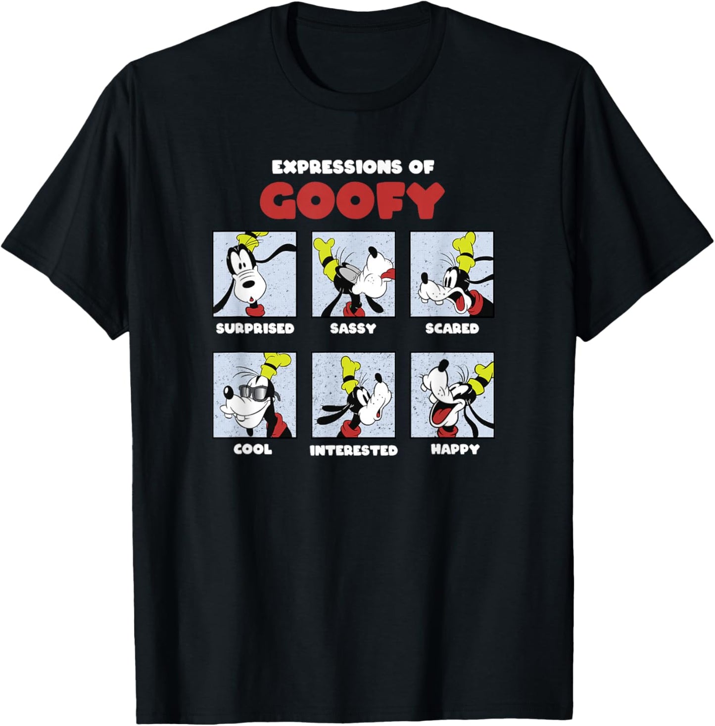 Disney Mickey And Friends Expressions Of Goofy Box Up T-Shirt - T-Shirt | Black