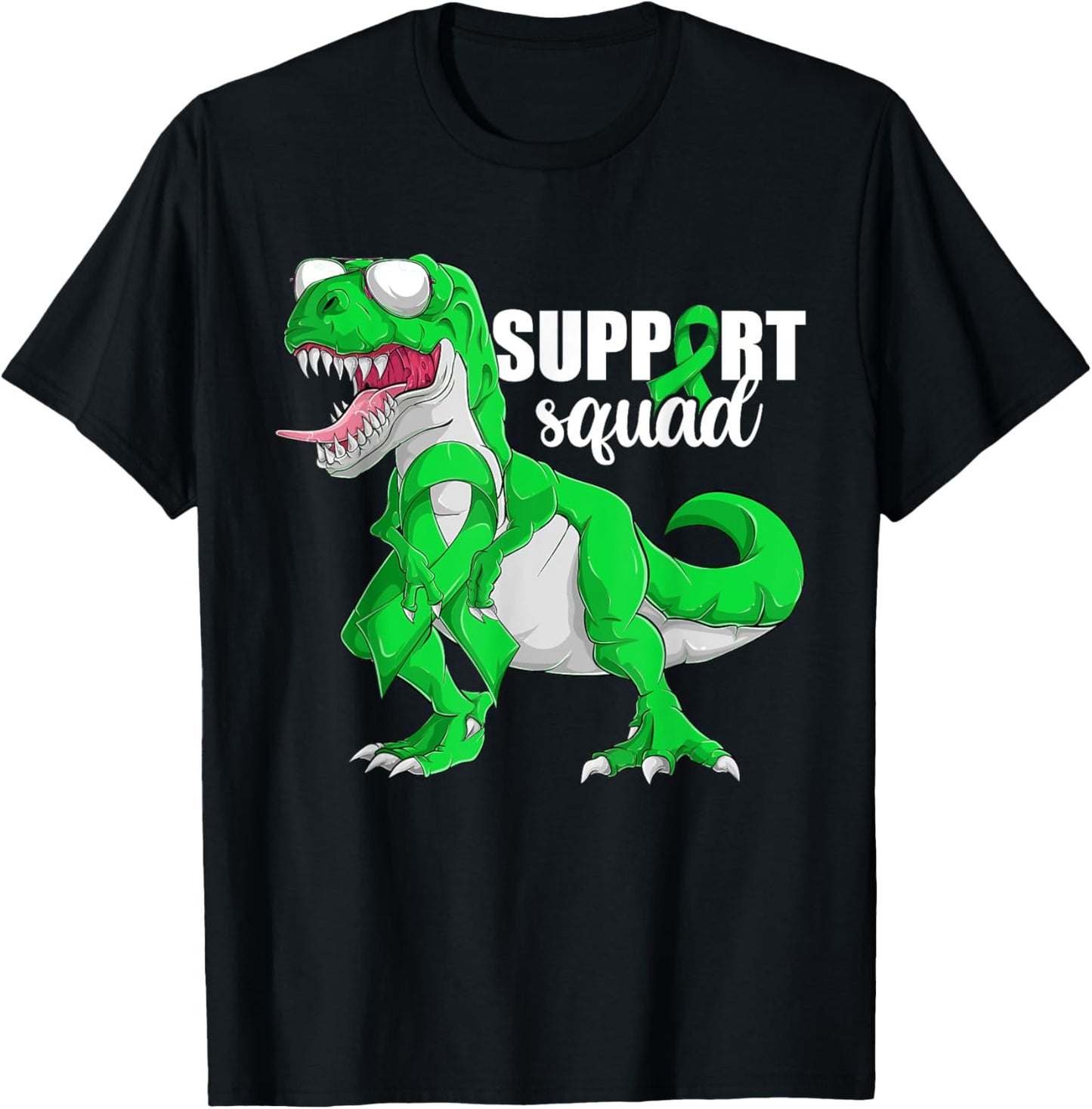 Trex Lymphoma Cancer Shirt, Boy Support Squad Green Dinosaur T-Shirt - T-Shirt | Black