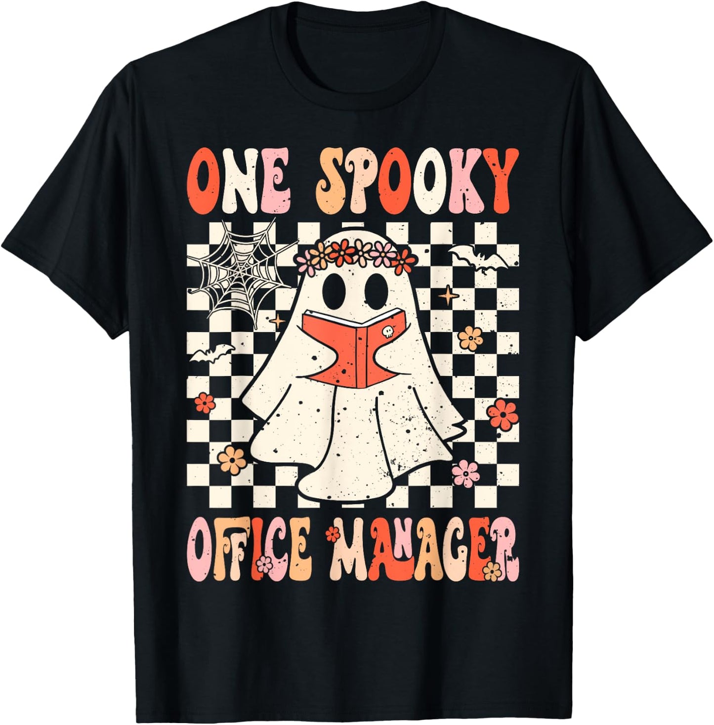 Groovy Boo School Office Manager Crew Ghost Women Halloween T-Shirt - T-Shirt | Black