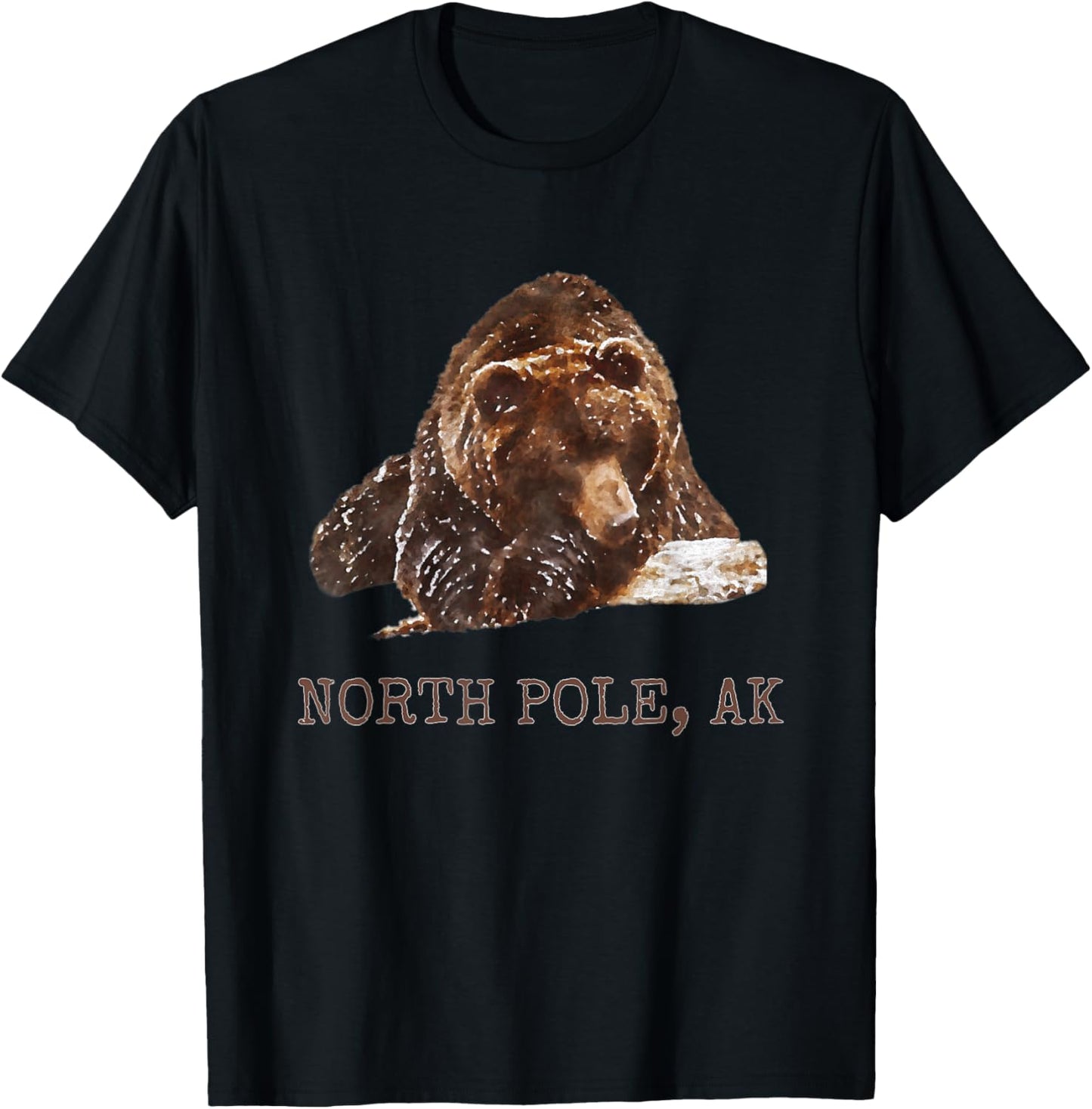 North Pole Brown Grizzly Bear In Snow Alaska Pacific NW Gift T-Shirt - T-Shirt | Black