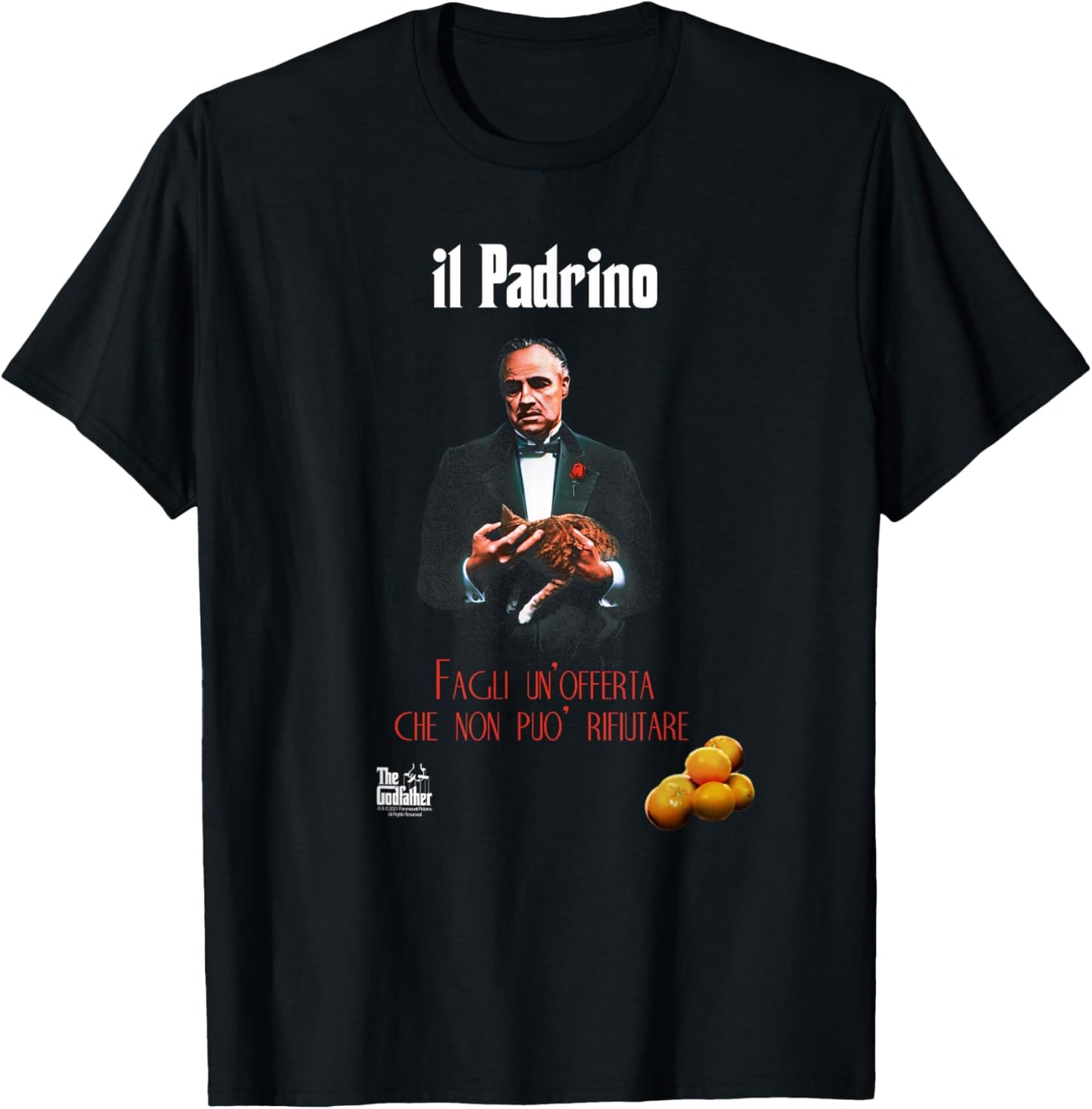Ripple Junction The Godfather Italian Poster - Men's Black Classic Fit Short Sleeve Novelty - Size S T-Shirt - T-Shirt | Black