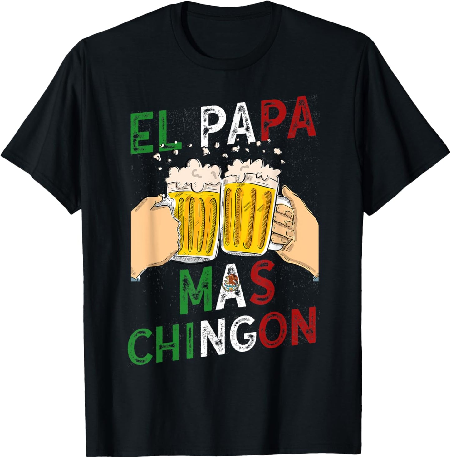 Men El Papa Mas Chingon Best Mexican Dad and Husband T-Shirt - T-Shirt | Black