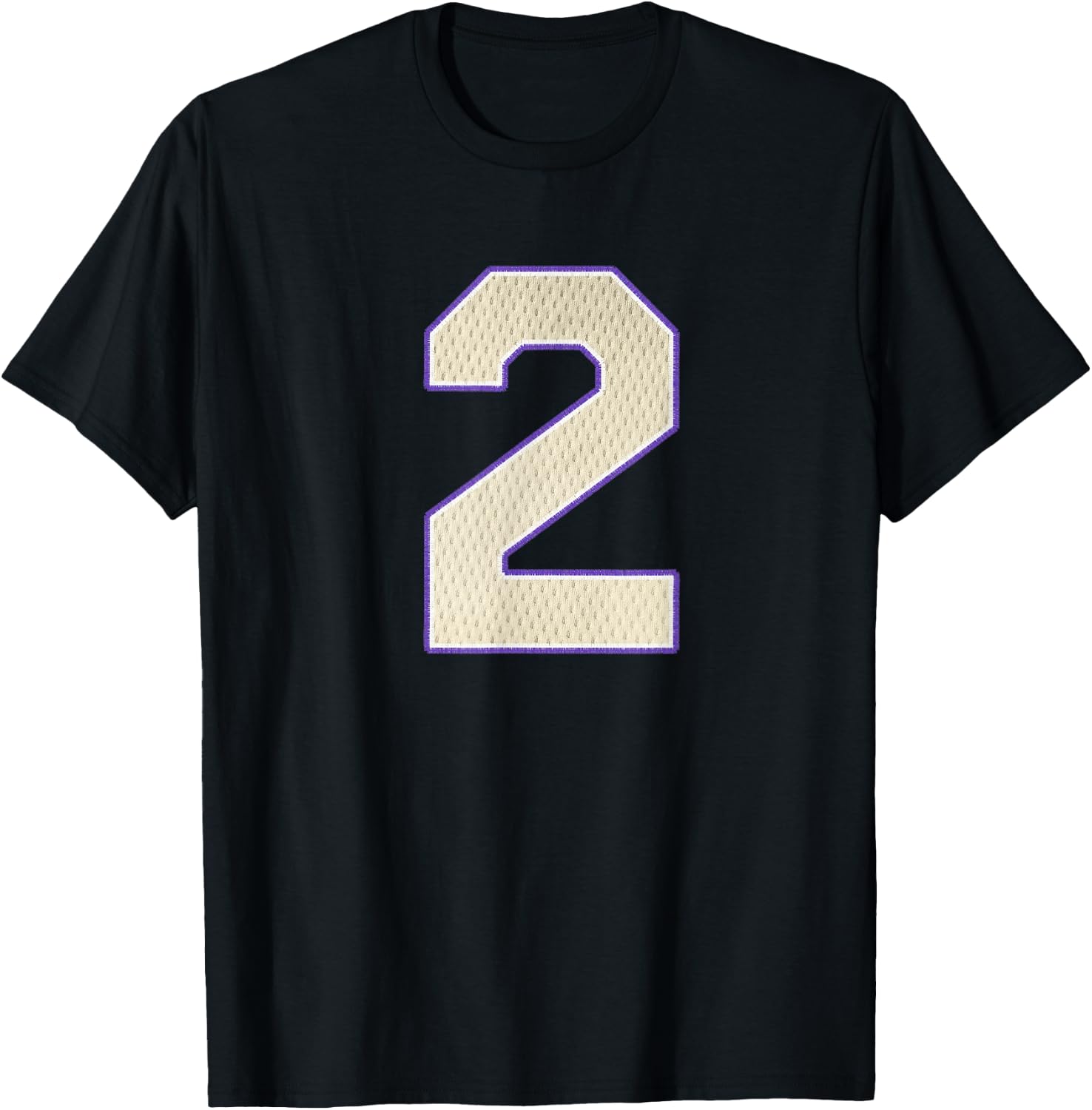 Football Jersey Number 2 Personalized Sports Purple Gold T-Shirt - T-Shirt | Black
