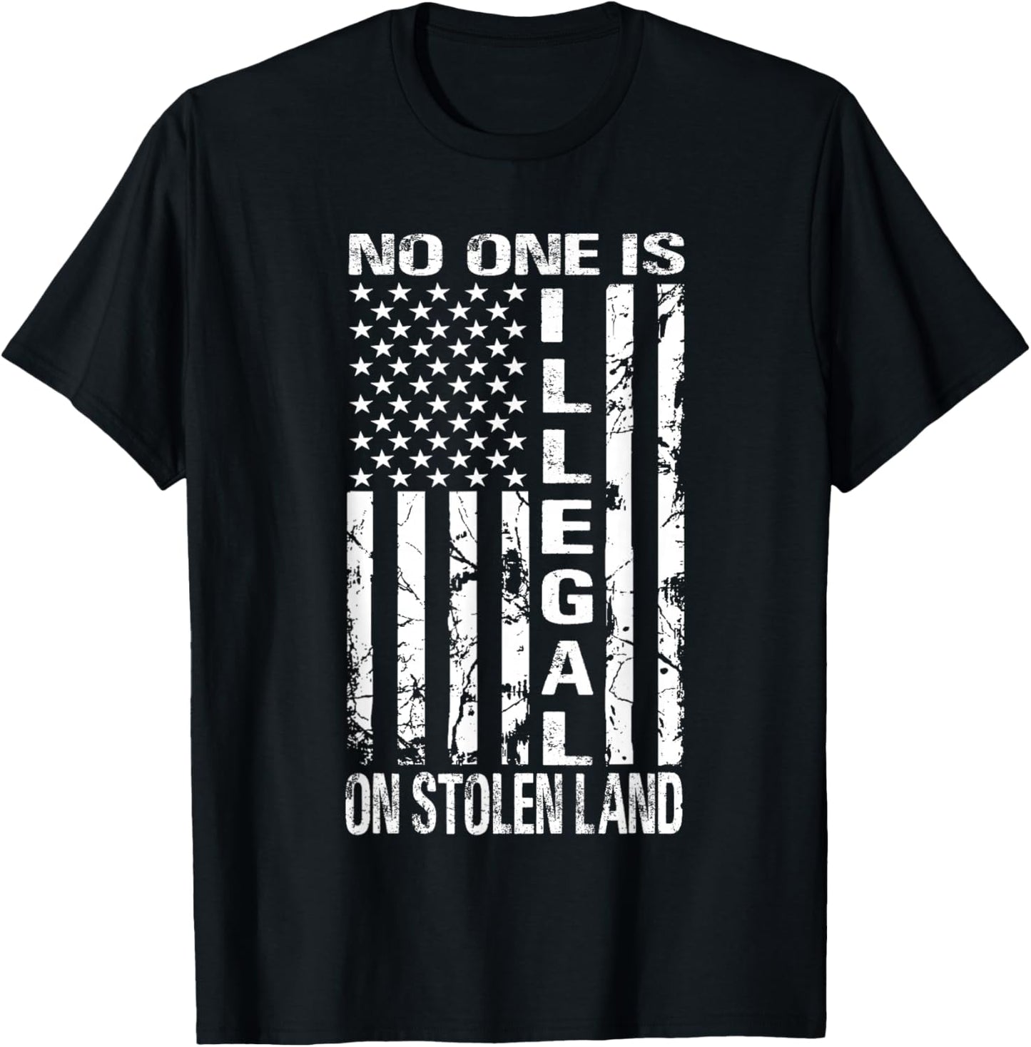 No One is Illegal On Stolen Land America Immigrants USA T-Shirt - T-Shirt | Black