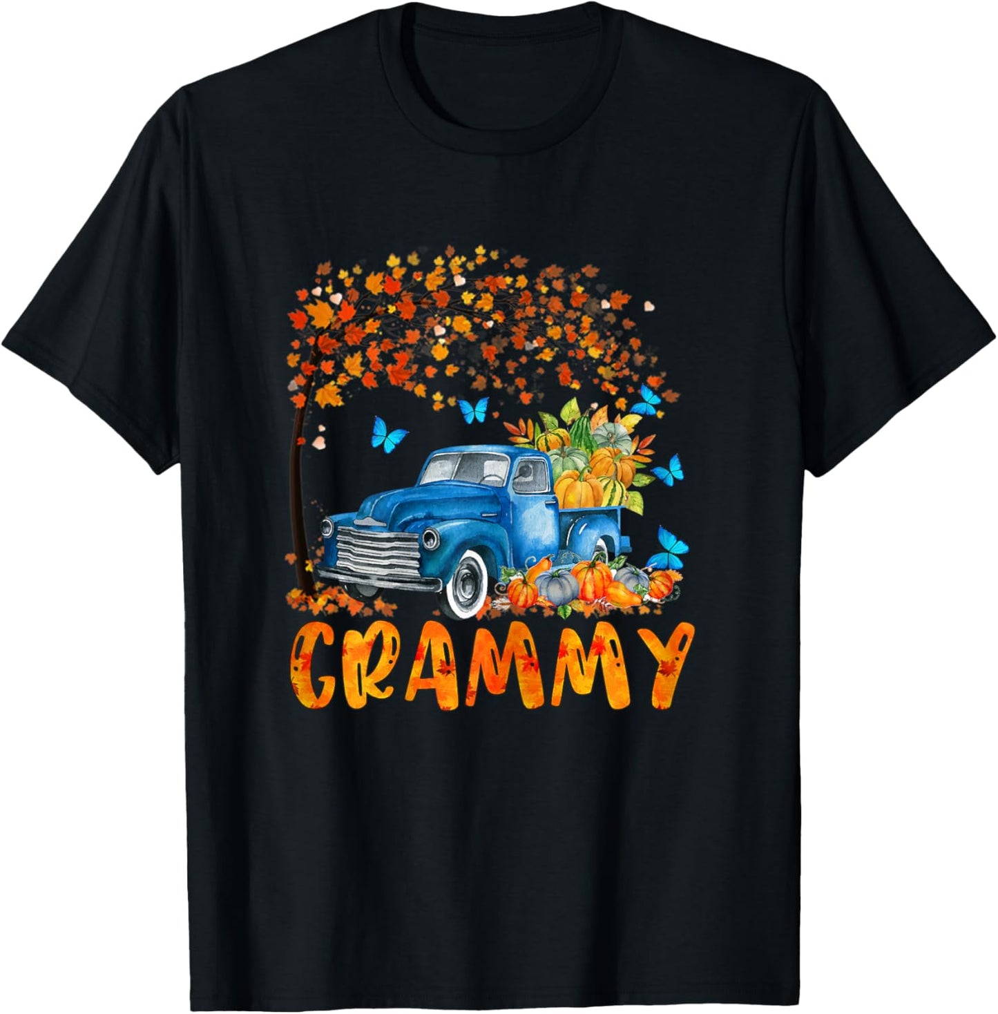 jNqD Truck Pumpkin Grammy Fall Autumn Vibes Thanksgiving T-Shirt - T-Shirt | Black