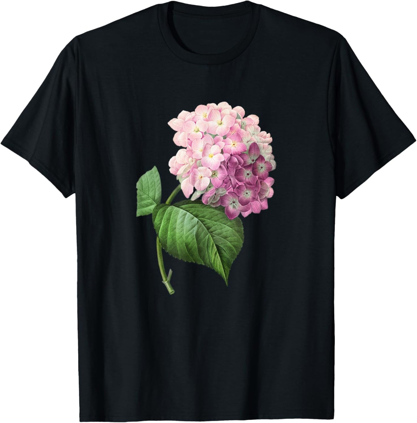 Vintage Romantic Beautiful Hydrangea Flower Floral Art Shirt T-Shirt - T-Shirt | Black