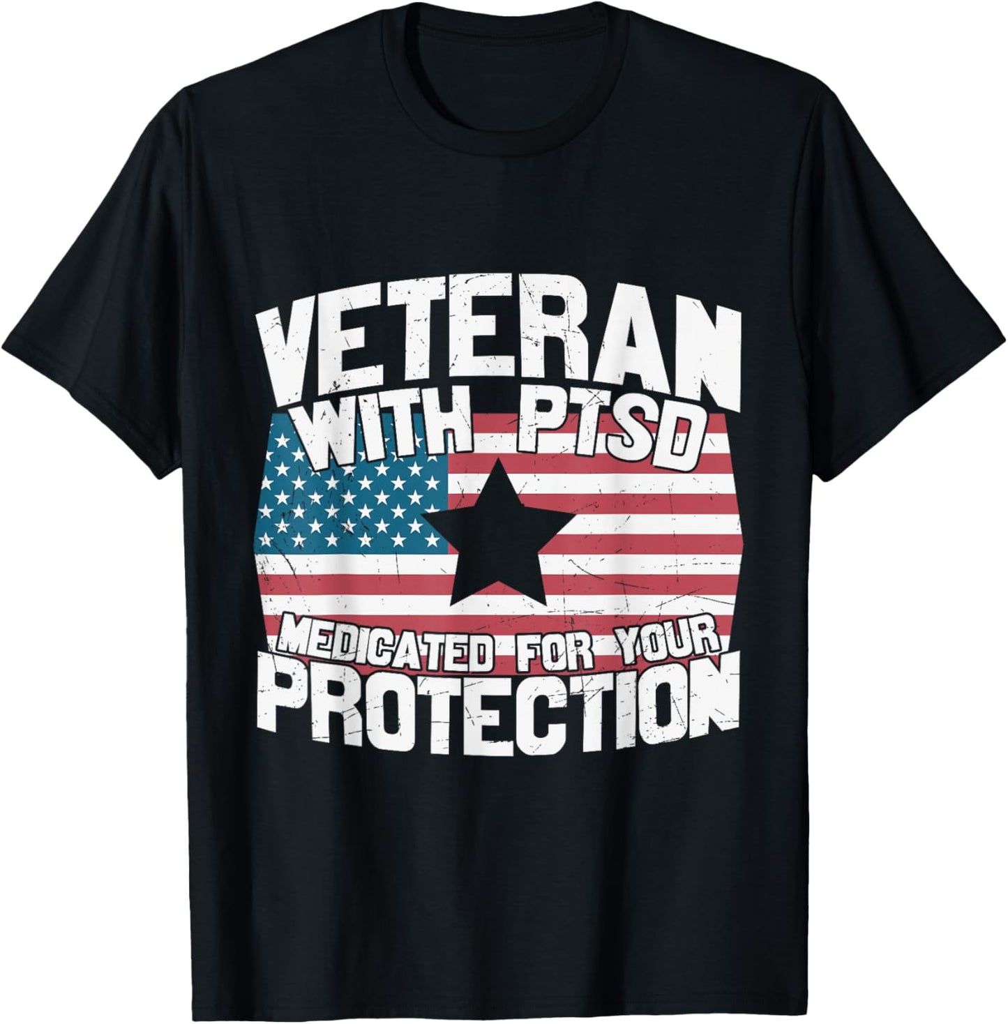 Veteran U.S Flag PTSD Awareness T-Shirt - T-Shirt | Black