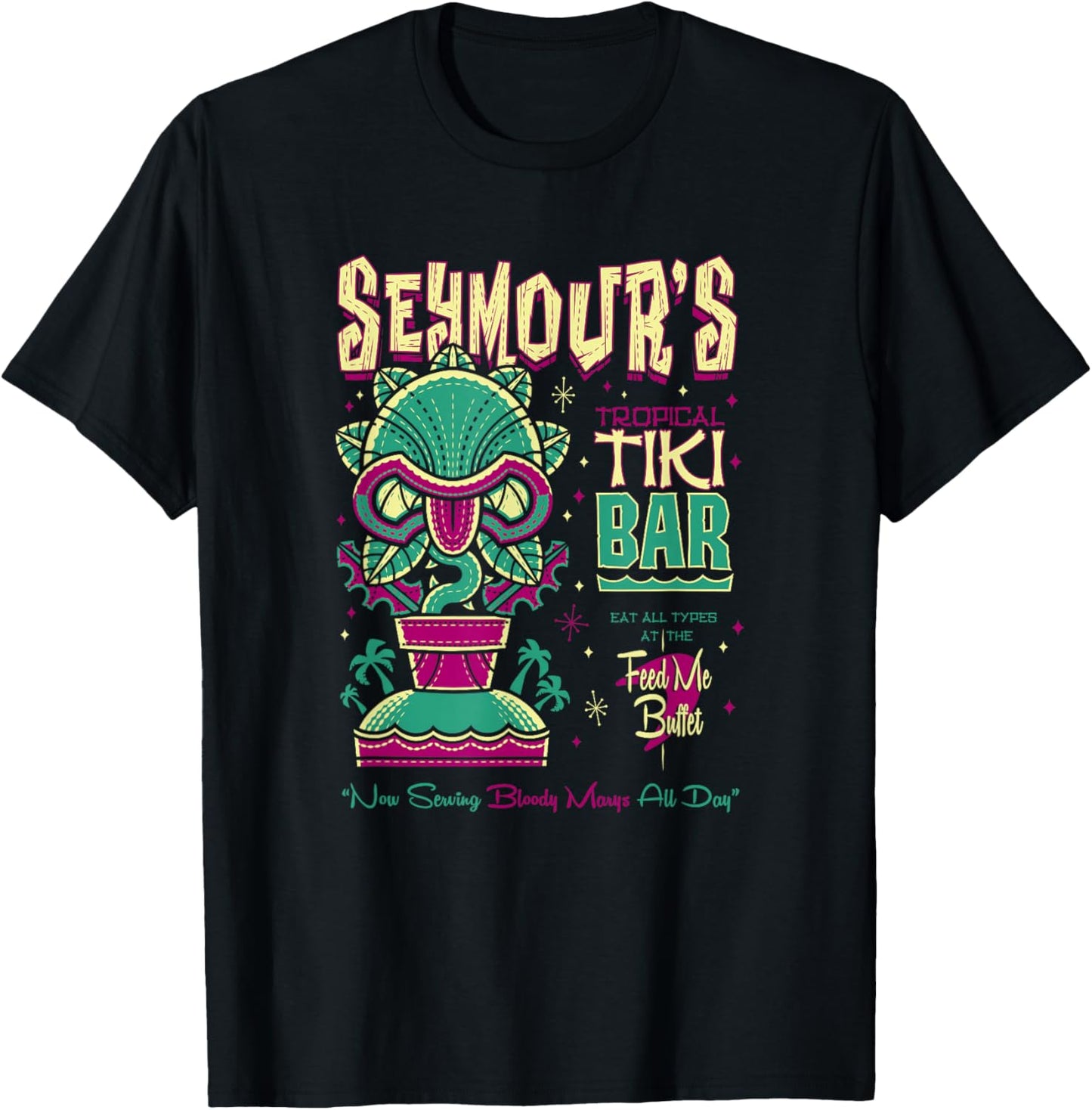 Seymours Creepy Cute Tropical Tiki Lounge - Surf Monster T-Shirt - T-Shirt | Black