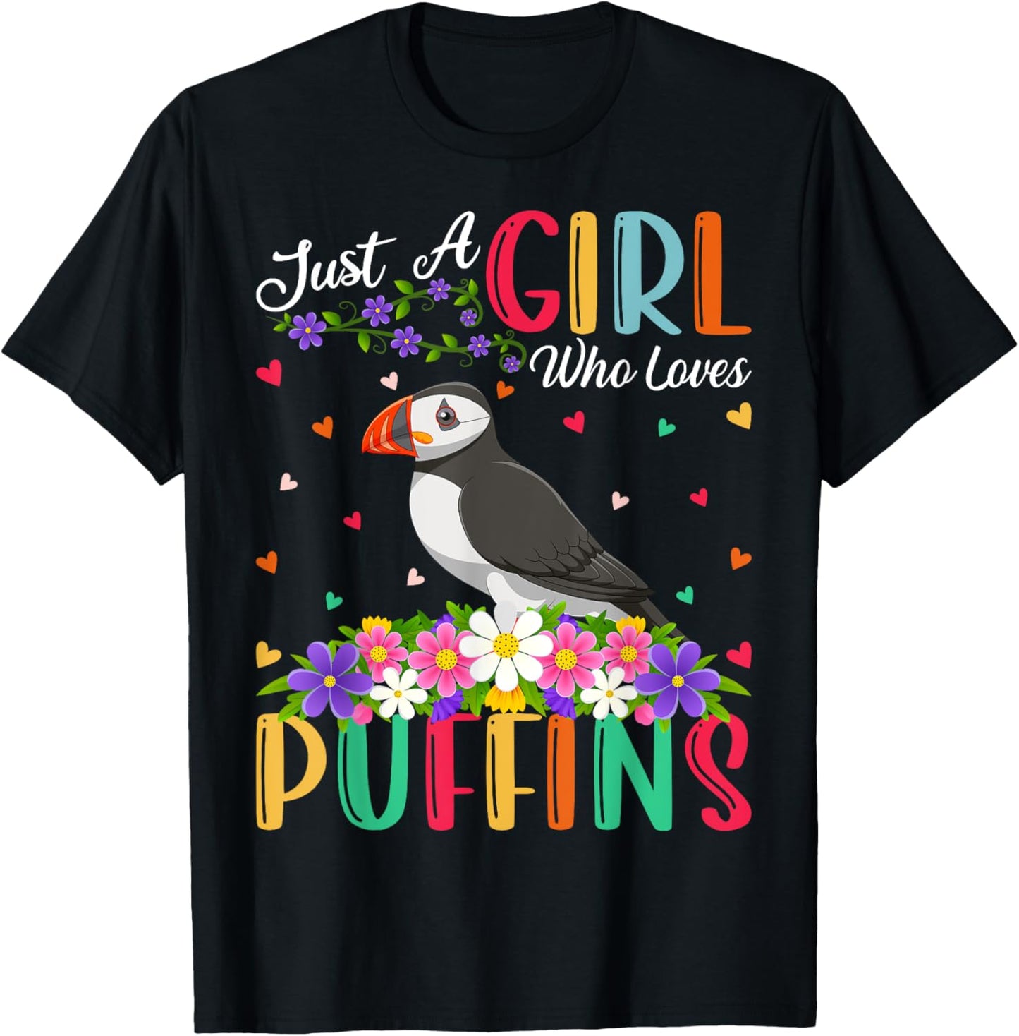 Puffin Bird Lover Just A Girl Who Loves Puffins T-Shirt - T-Shirt | Black