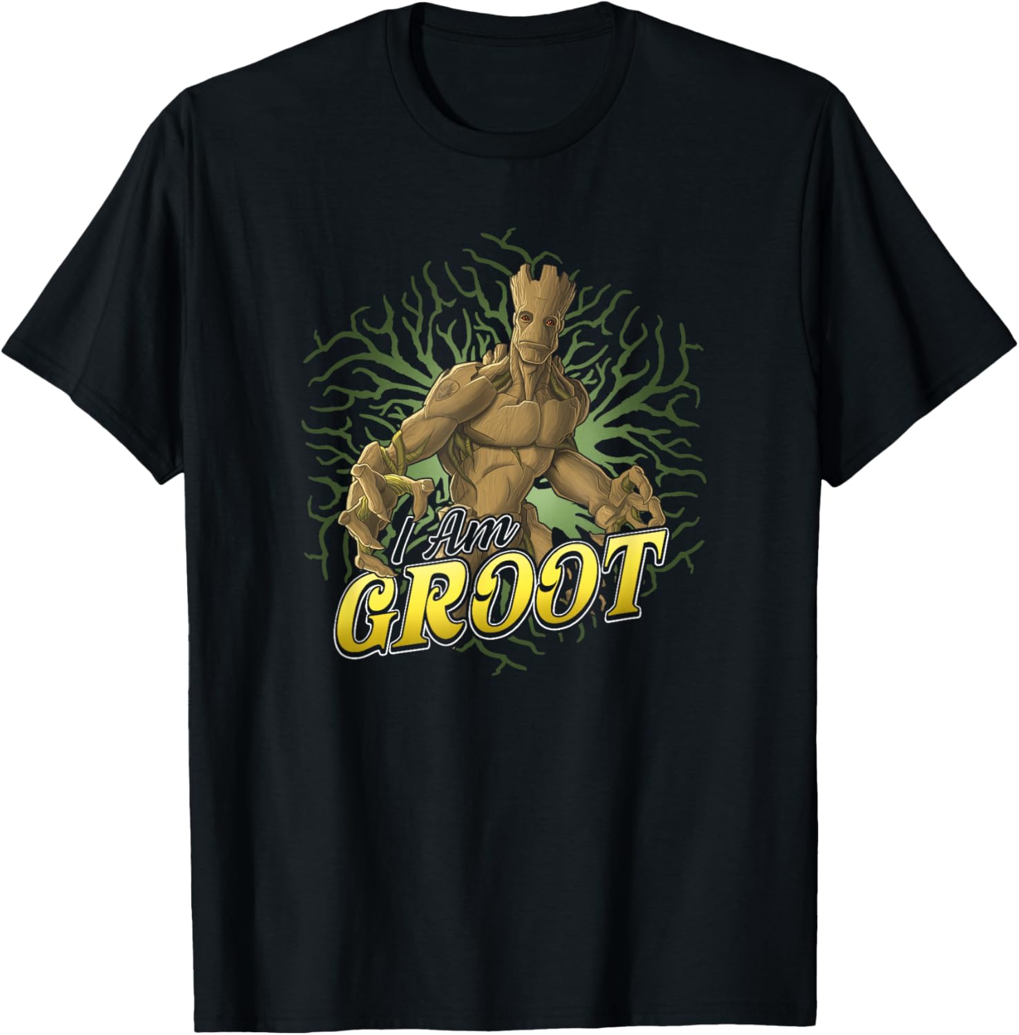 Marvel Guardians Of The Galaxy I Am Adult Groot Roots Poster T-Shirt - T-Shirt | Black