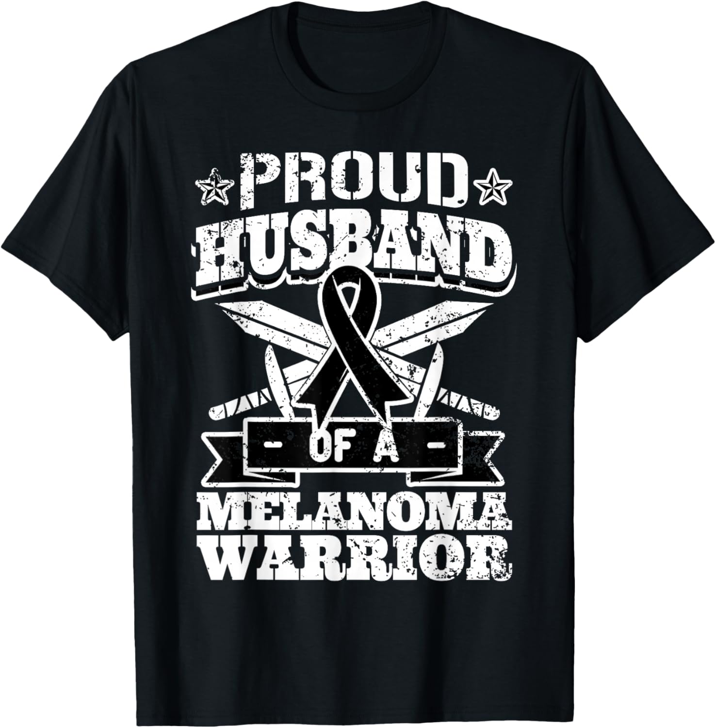 Proud Husband Of A Melanoma Warrior Skin Cancer Awareness T-Shirt - T-Shirt | Black