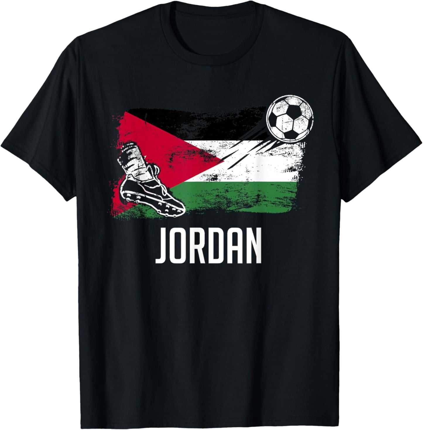 Jordan Flag Jersey Jordanian Soccer Team Jordanian T-Shirt - T-Shirt | Black