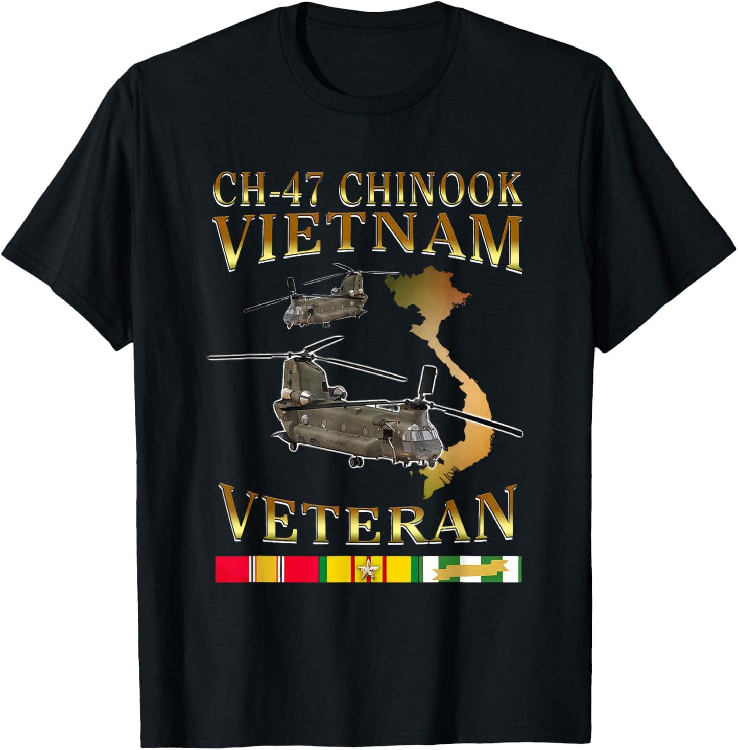 CH-47 chinook Vietnam Veteran Gift Father Veteran T-Shirt - T-Shirt | Black