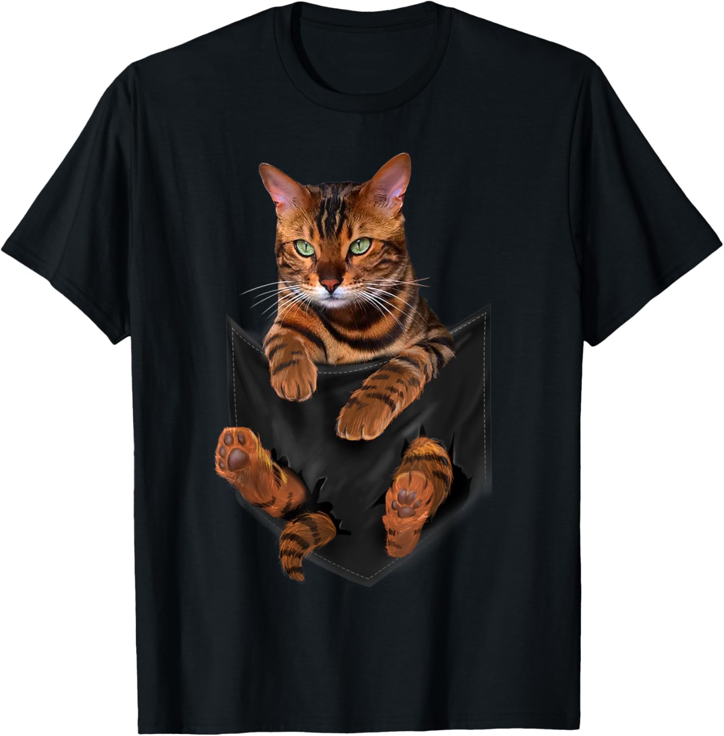 Cat Tiger-Print in Pocket Cats Shirt Gifts Men Women Kids T-Shirt - T-Shirt | Black
